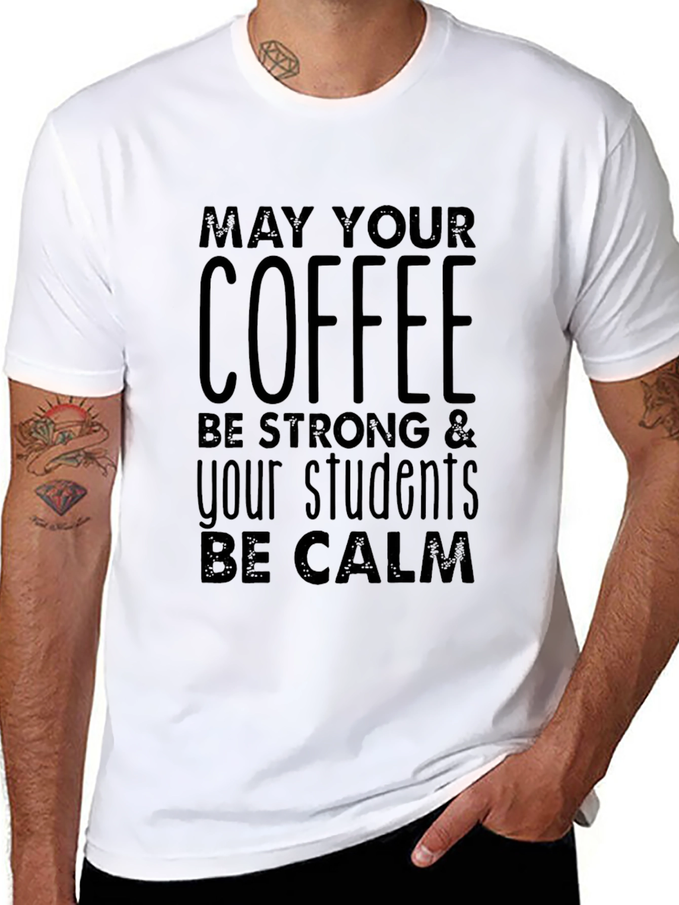 Black Coffee & Calm Students Black Graphic T-Shirt view 8