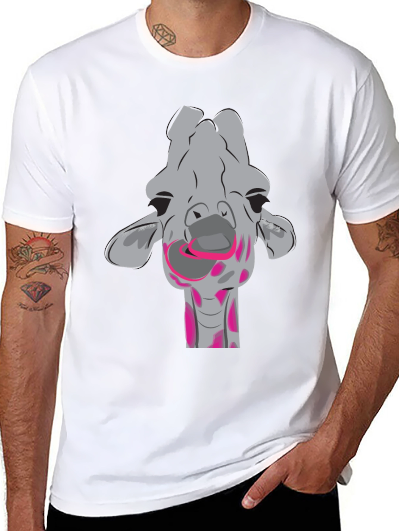 Black Fun Giraffe Graphic T-Shirt view 8