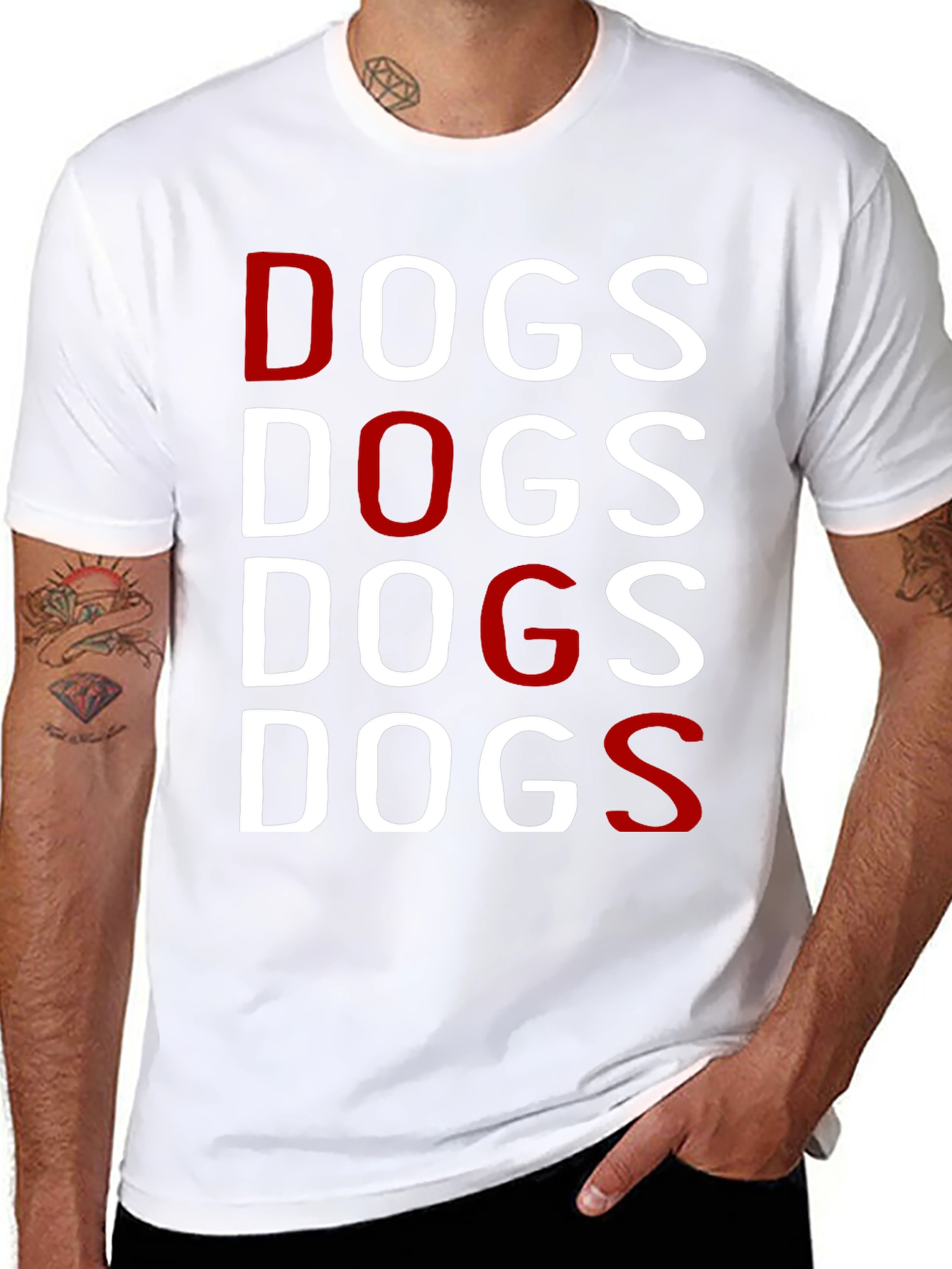 Black DOGS Graphic Tee - Black Crew Neck T-Shirt view 8