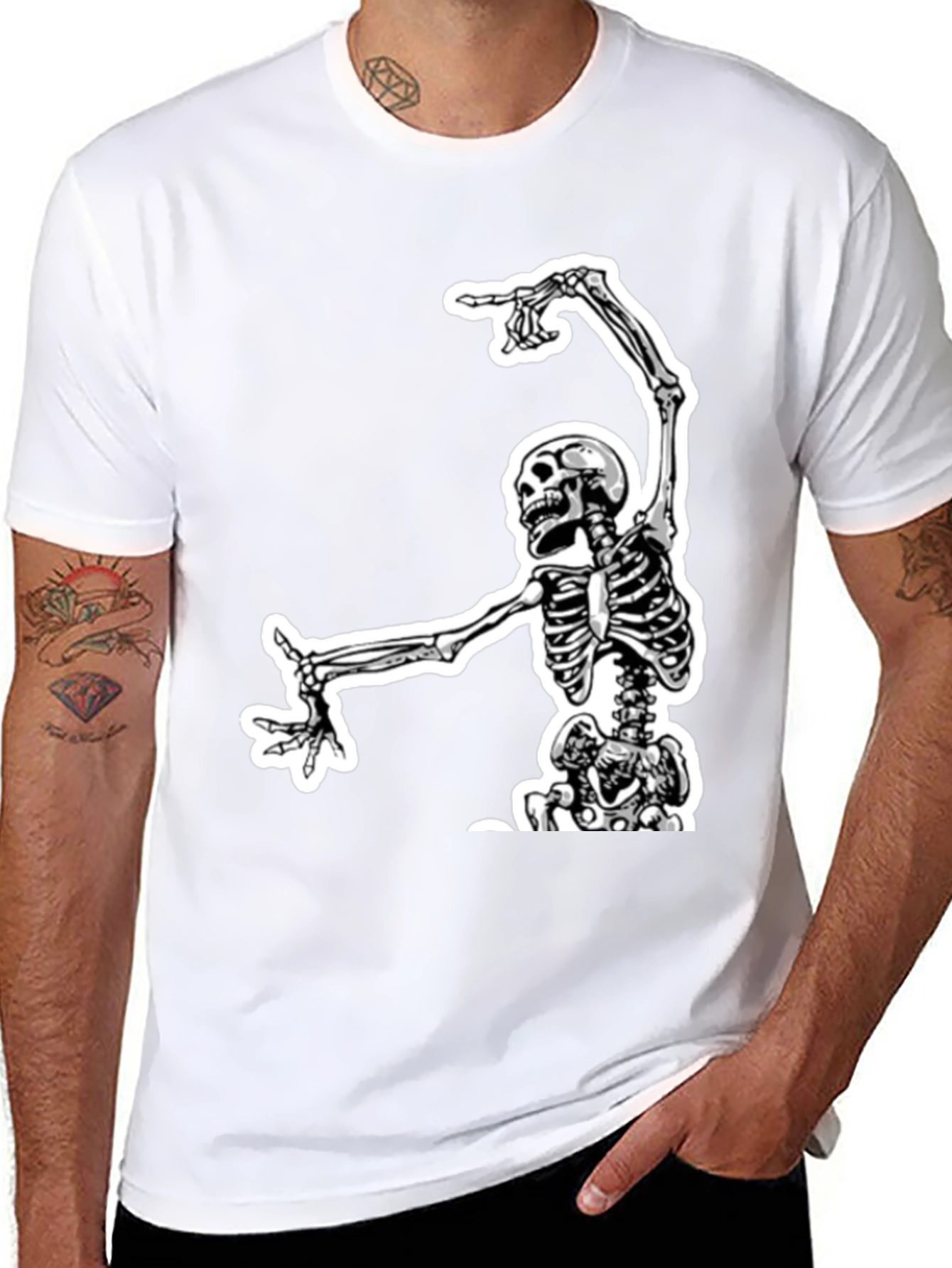 Black Skeleton Graphic Tee - Black Cotton view 8