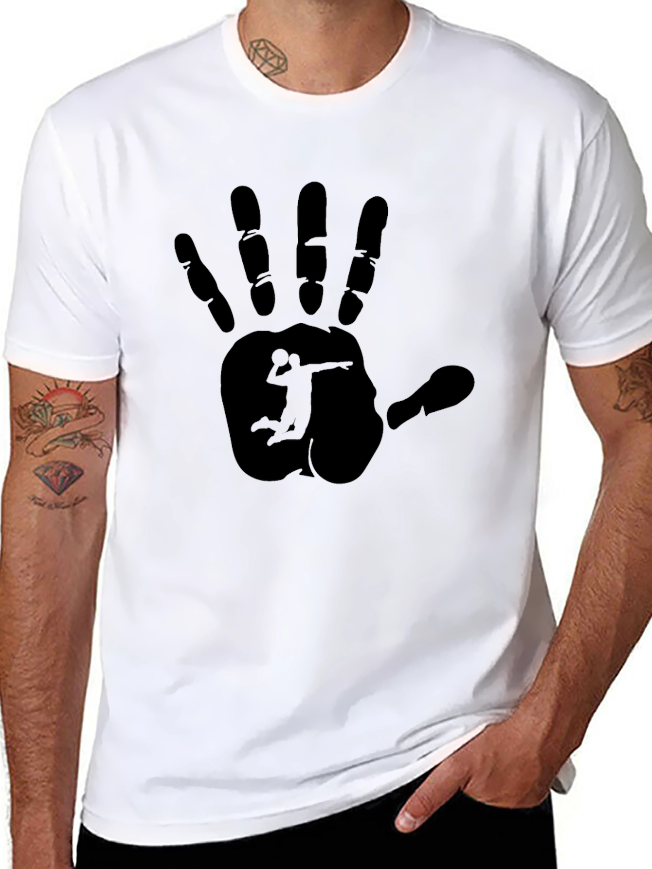 Black Volleyball Handprint Graphic Tee - Black view 8