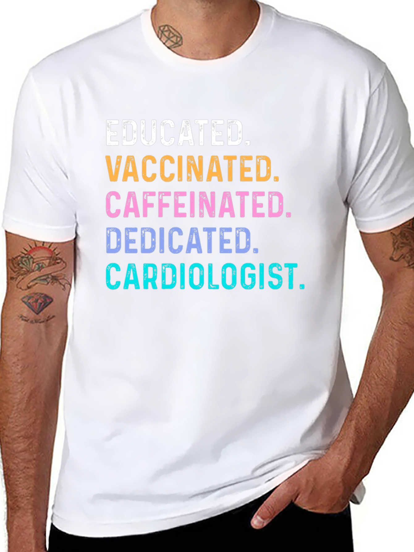 Black Educated Vaccinated Caffeinated Cardiologist T-Shirt view 8