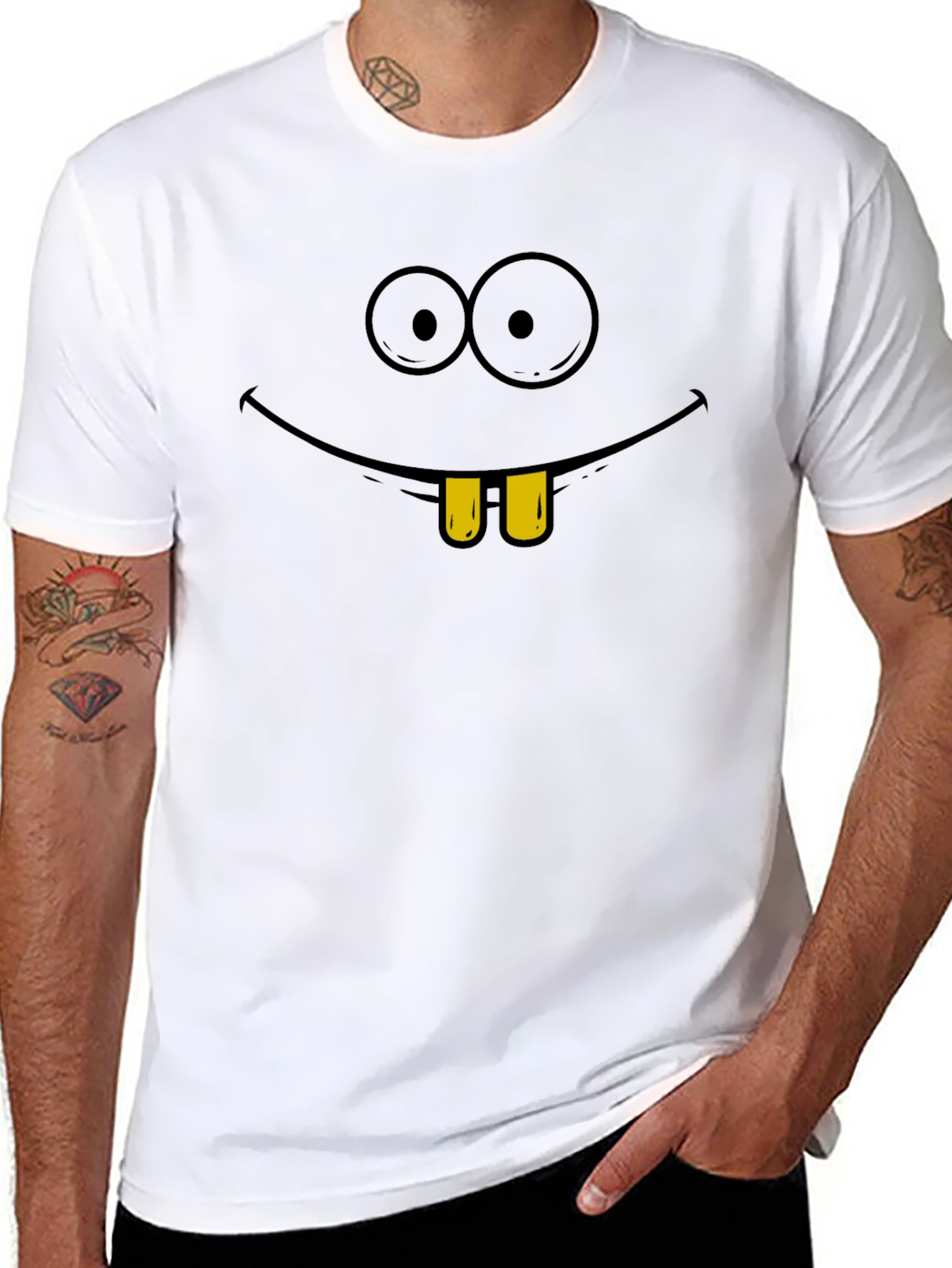Black Funny Cartoon Face Graphic T-Shirt view 8