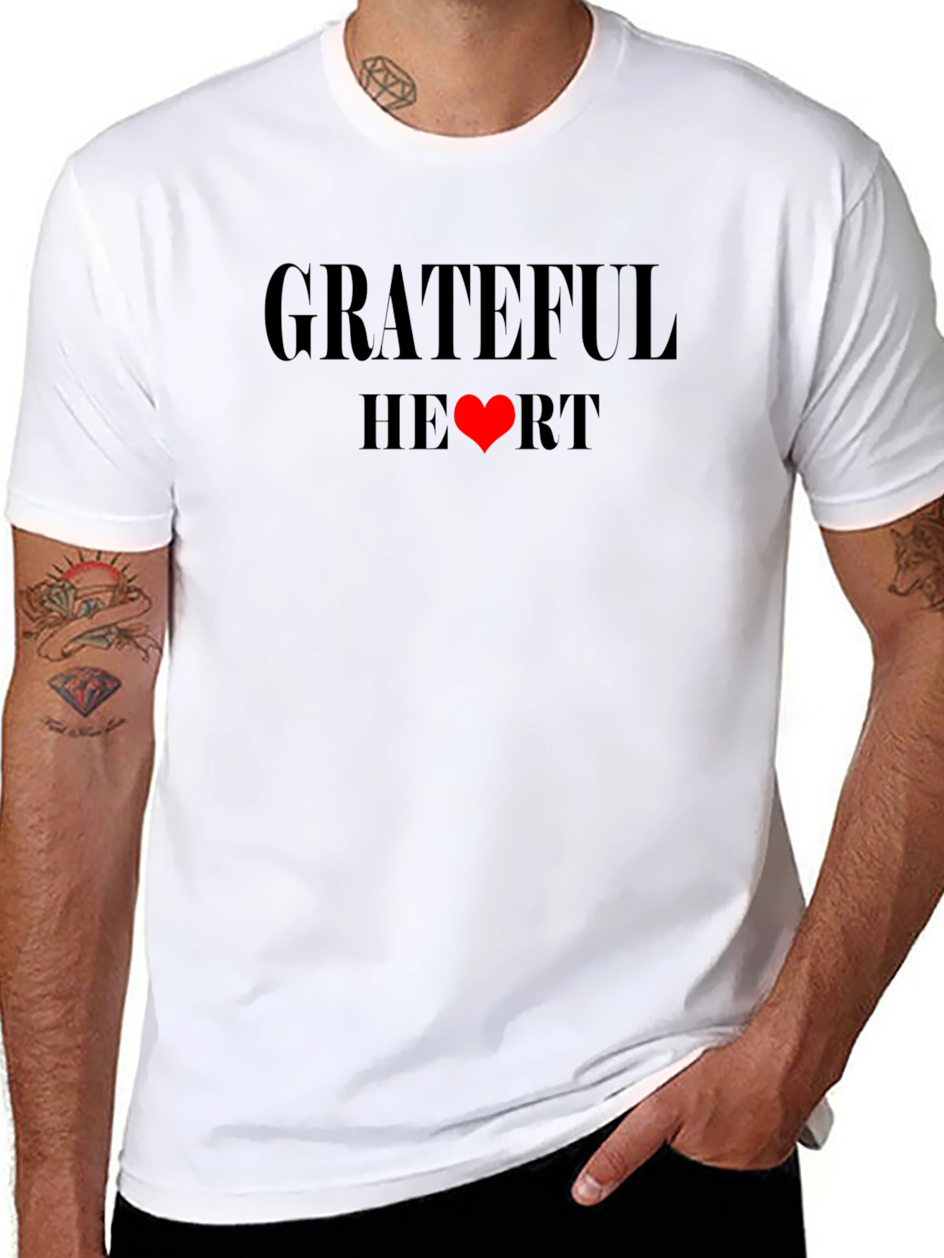 Black Grateful Heart Graphic Tee - Soft Cotton Blend view 8