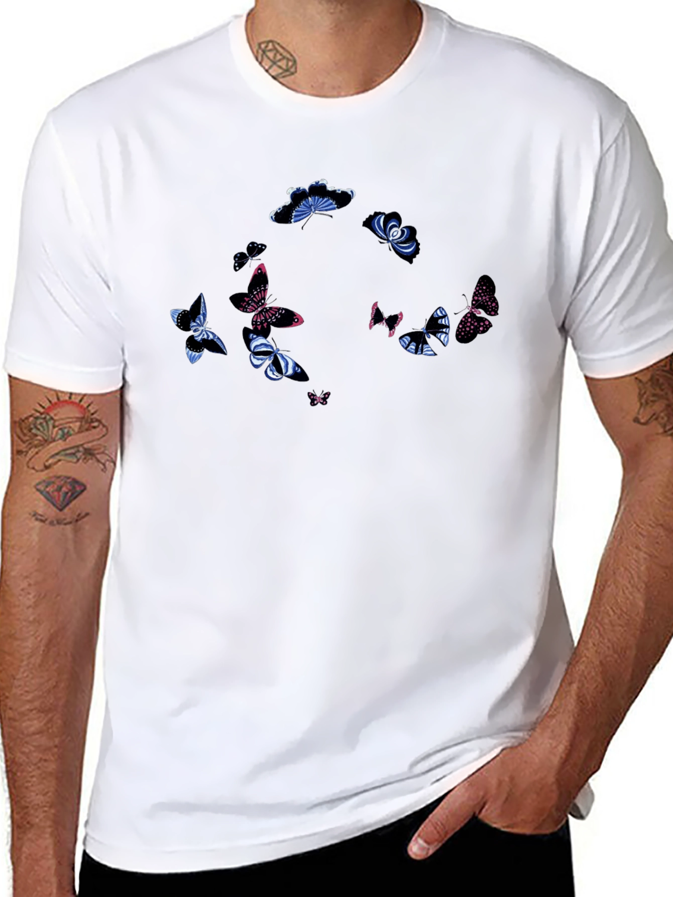 Black Butterfly Circle Graphic T-Shirt view 8
