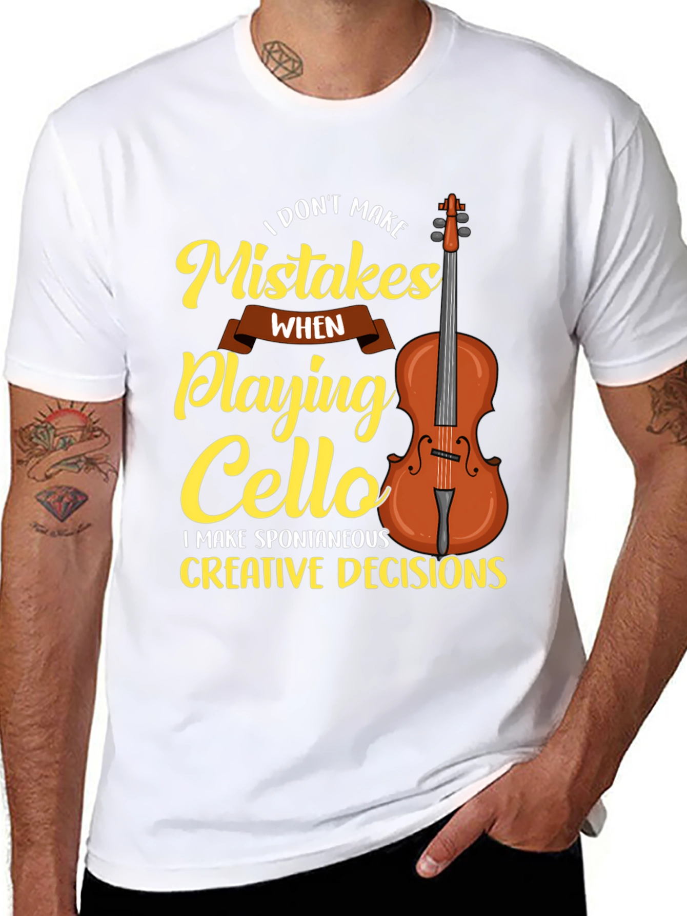Black Funny Cello Player T-Shirt: I Don't Make Mistakes view 8