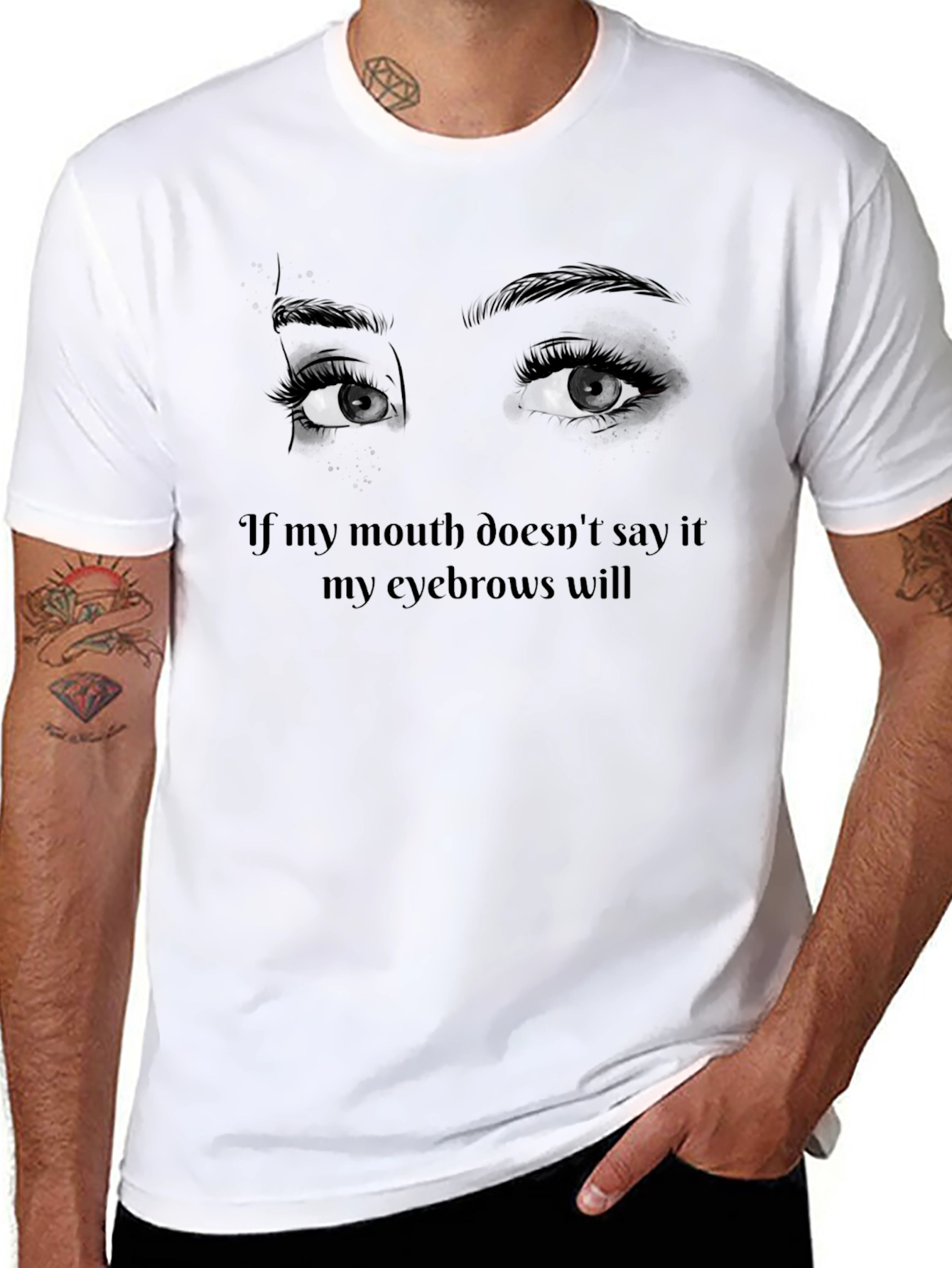 Black Eyebrow Statement Graphic Tee - Unisex Fashion view 8