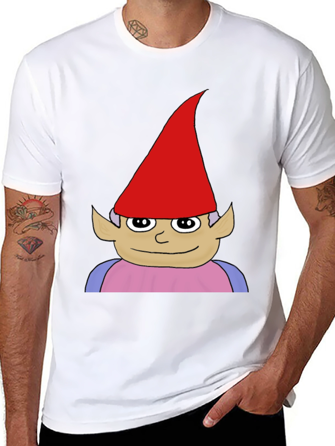 Black Gnome Graphic Tee - Black Casual Cotton T-Shirt view 8