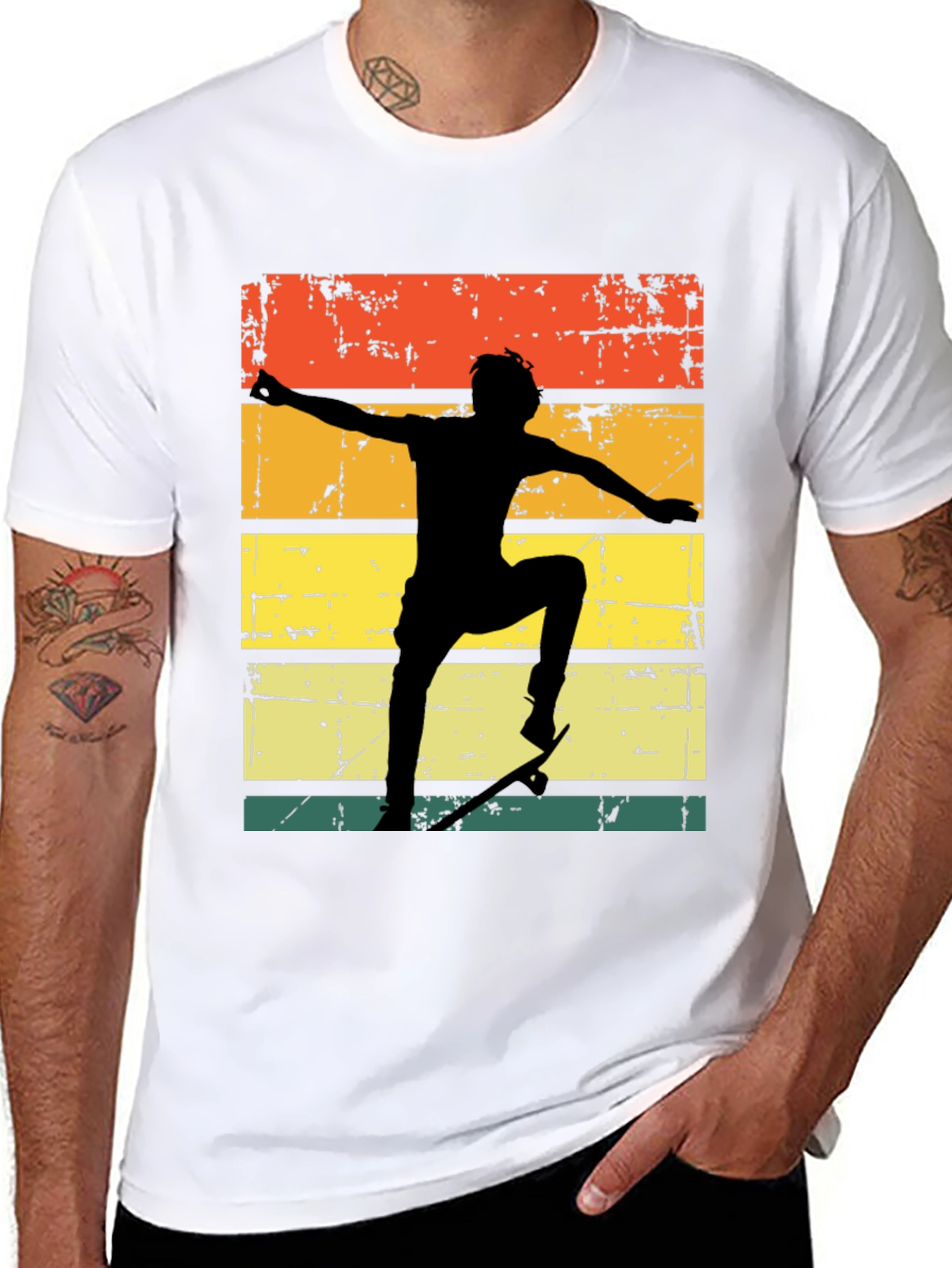 Black Retro Skateboarder Graphic T-Shirt view 8