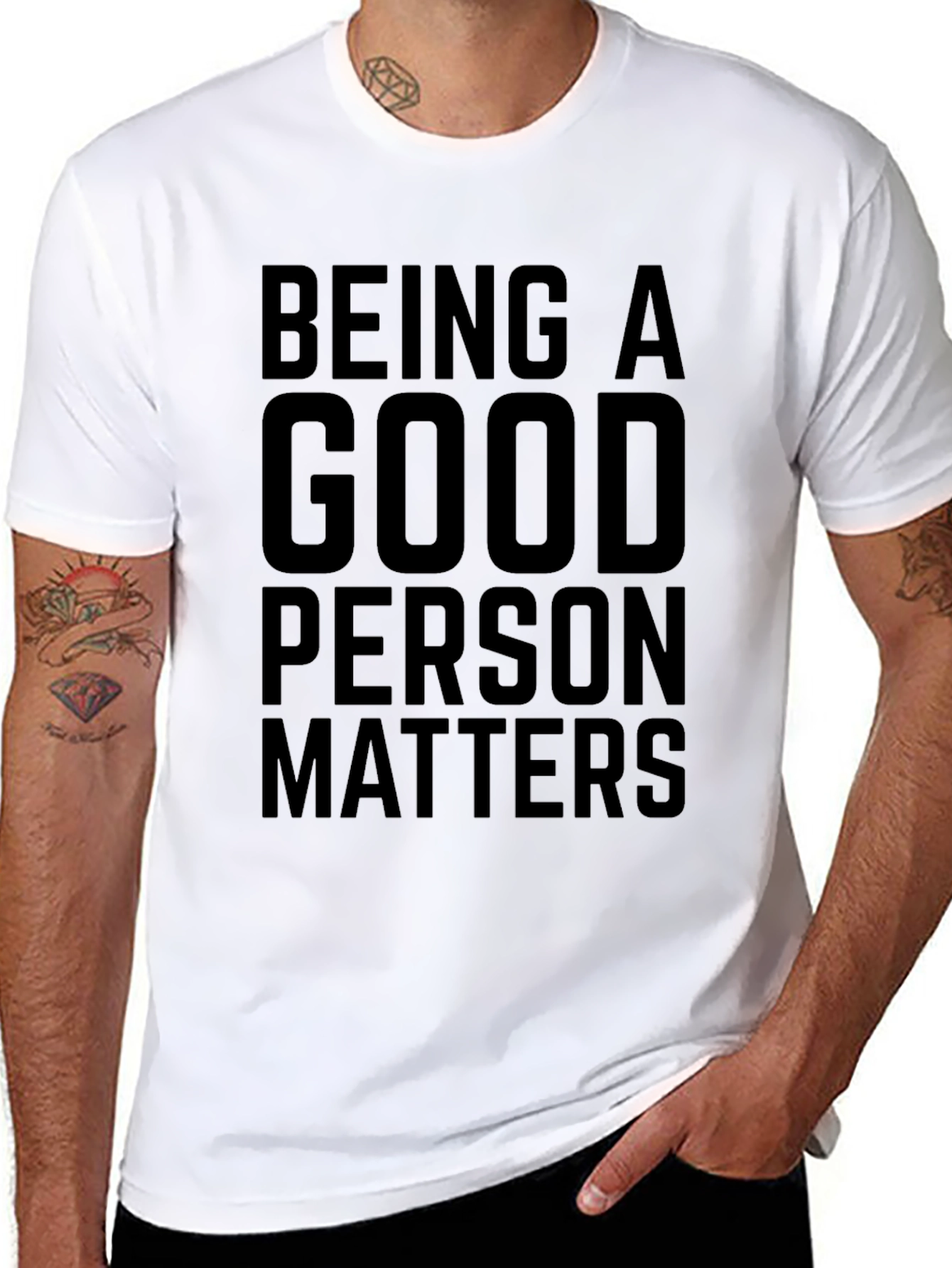 Black Being a Good Person Matters Black Graphic T-Shirt view 8