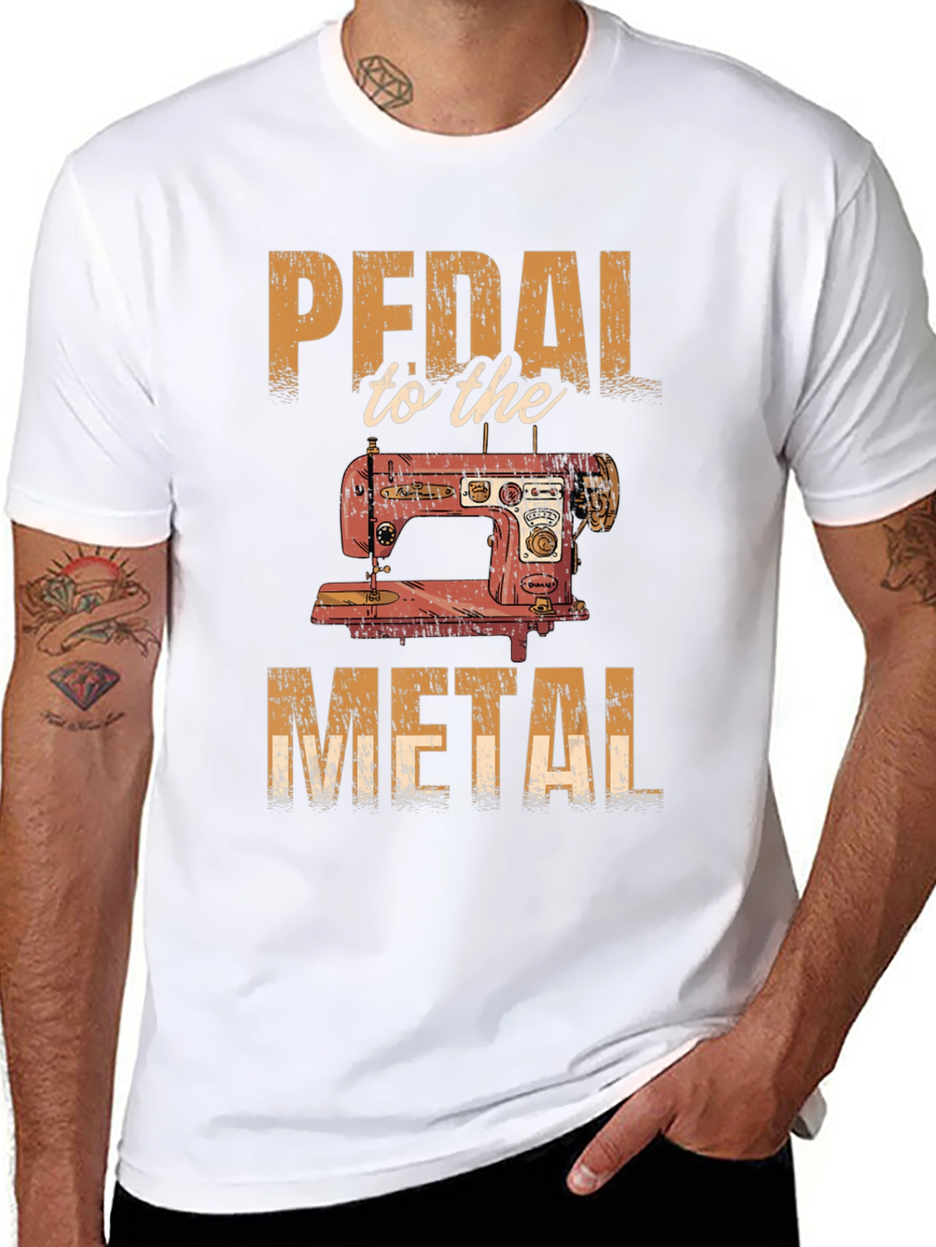 Black Pedal to the Metal Sewing Machine T-Shirt view 8