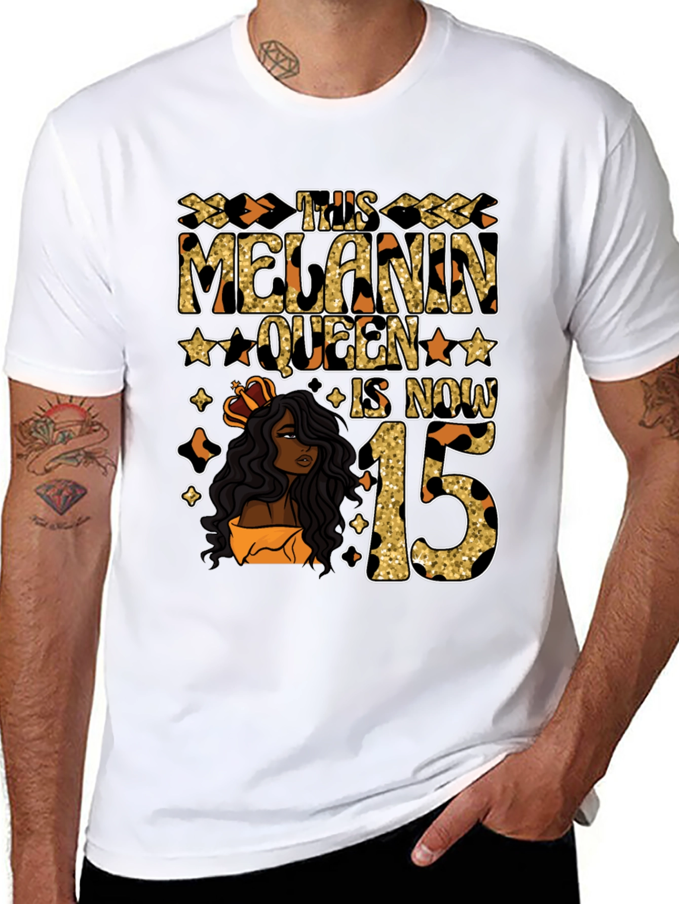 Melanin Queen 15th Birthday T-Shirt - 8