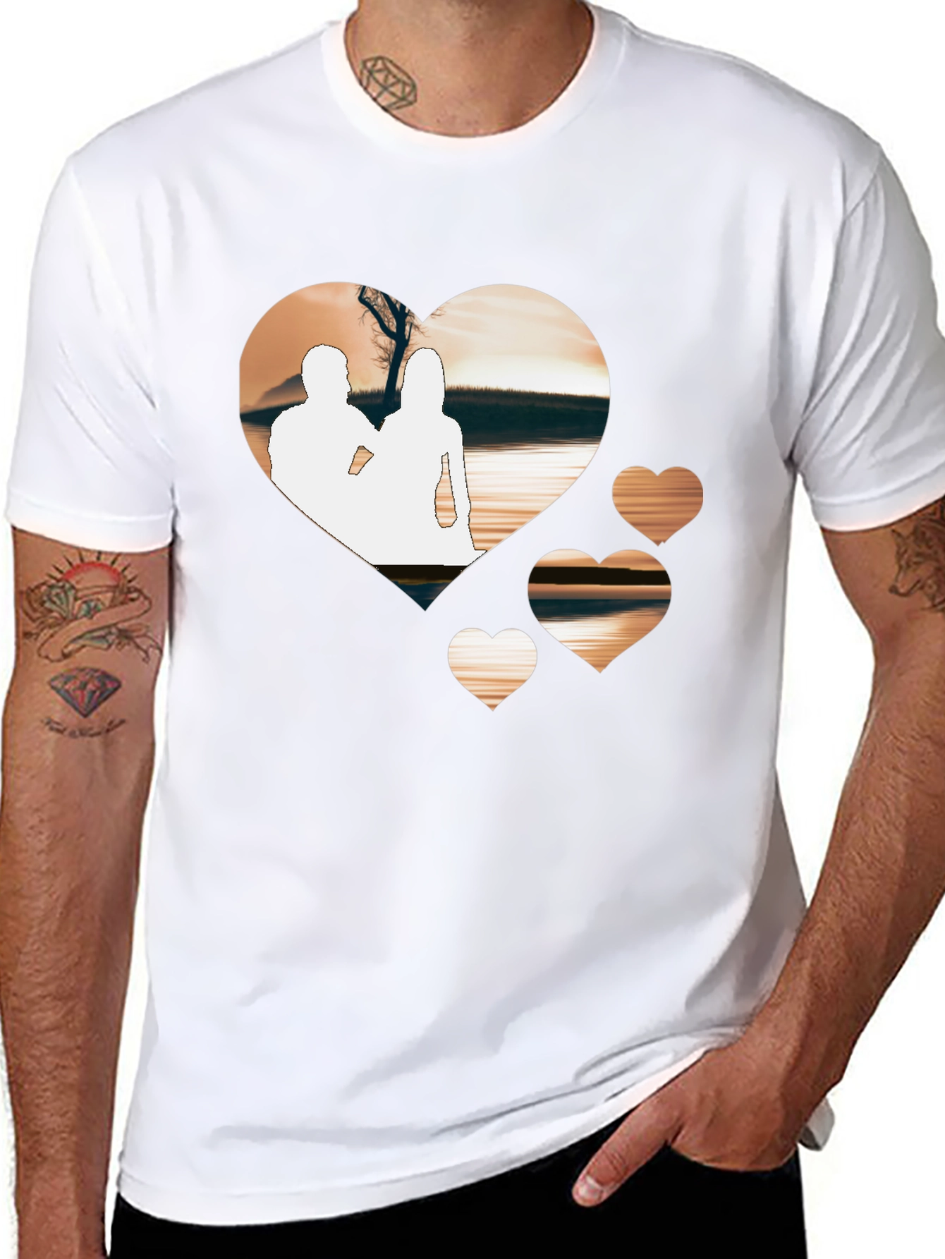 Black Romantic Hearts Graphic T-Shirt - Black view 8