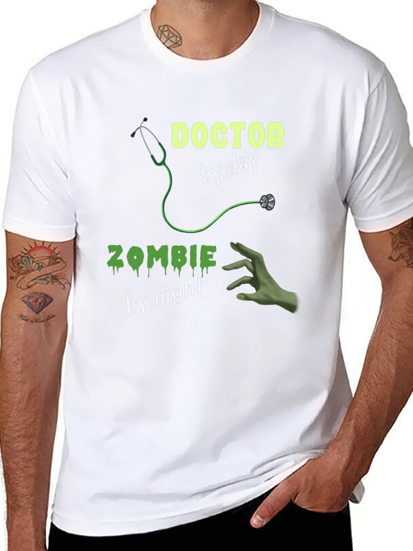 Black Doctor by Day Zombie by Night Graphic Tee view 8