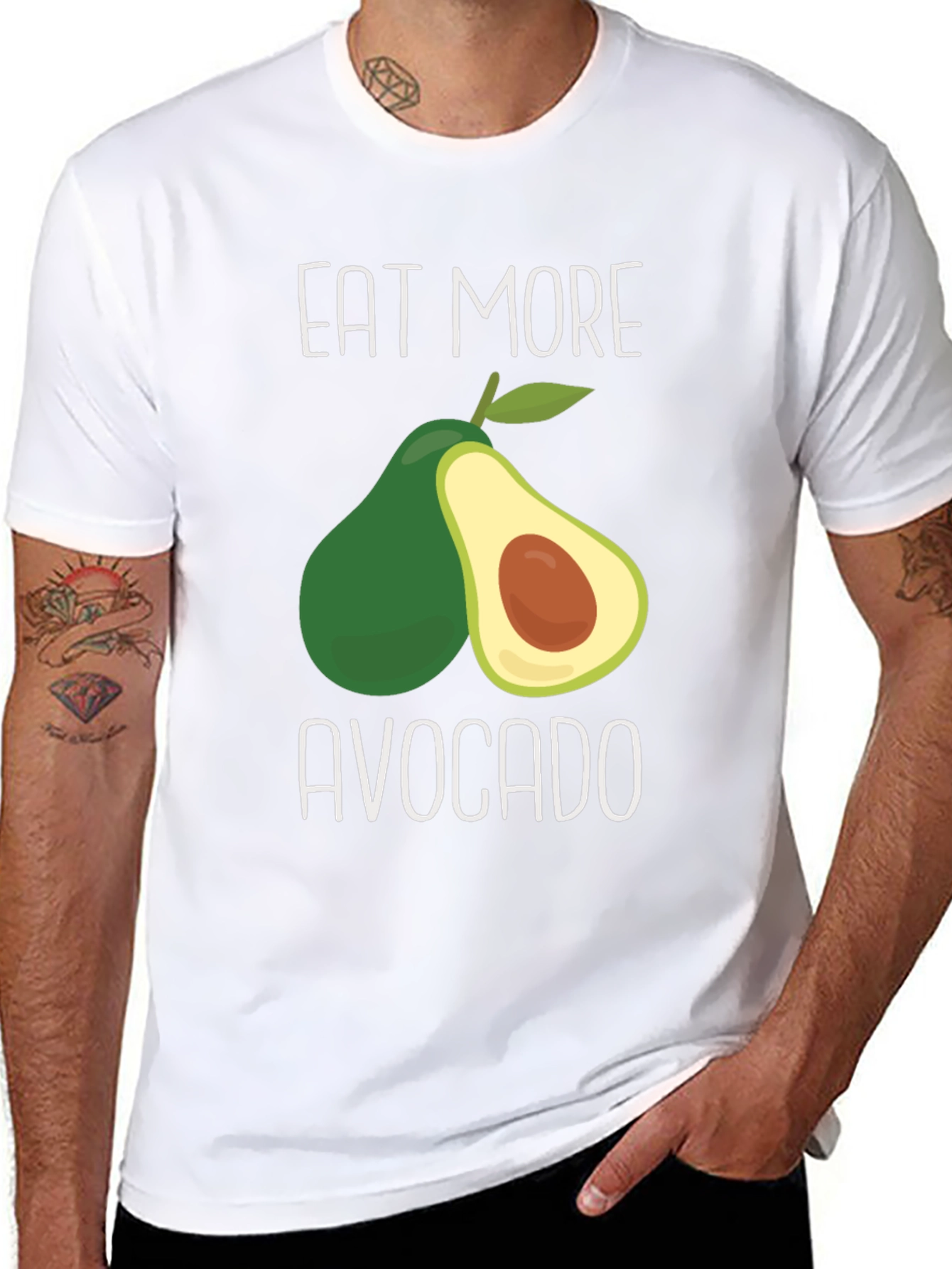 Black Eat More Avocado Graphic T-Shirt - Unisex Cotton Tee view 8