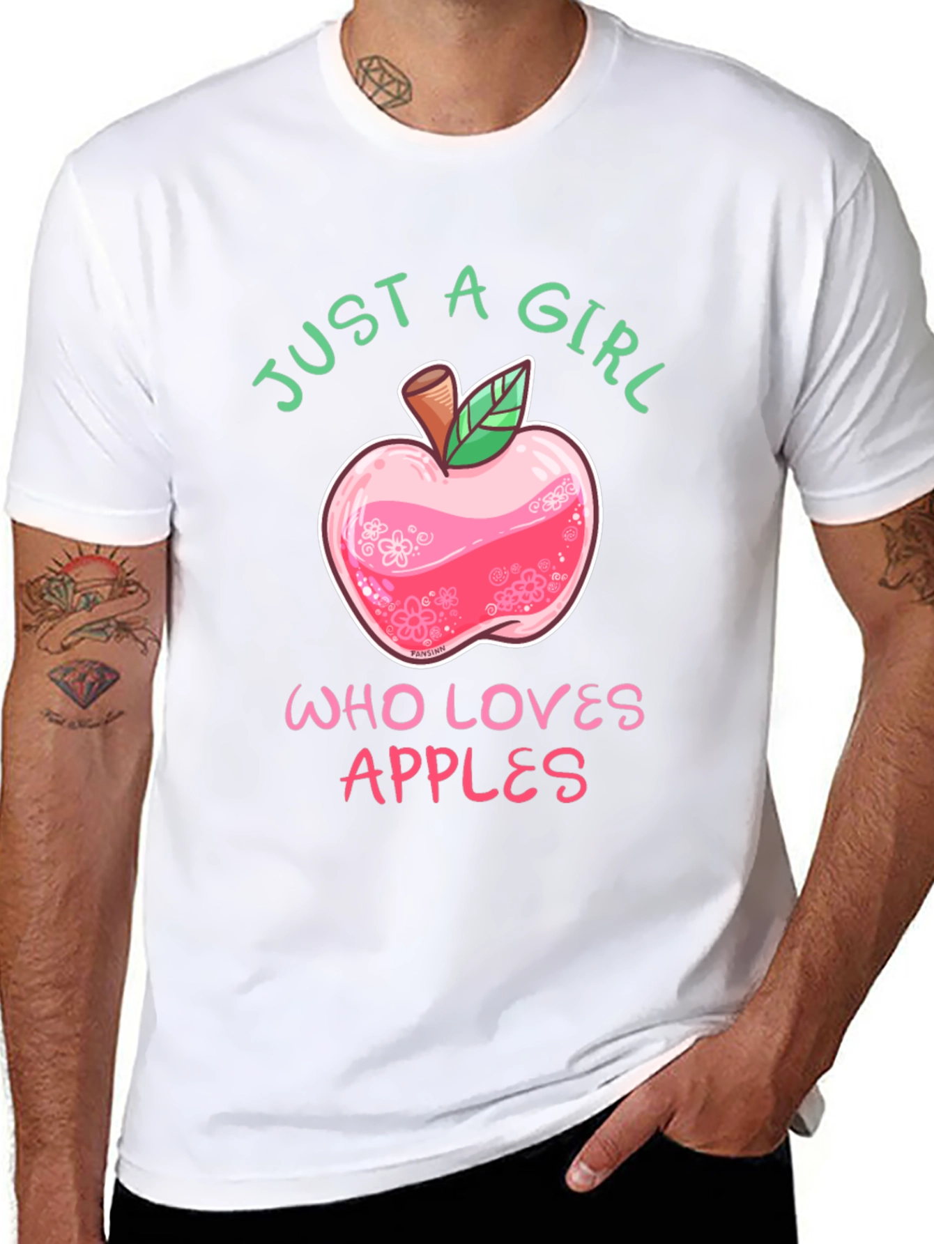 Black Just A Girl Who Loves Apples T-Shirt view 8