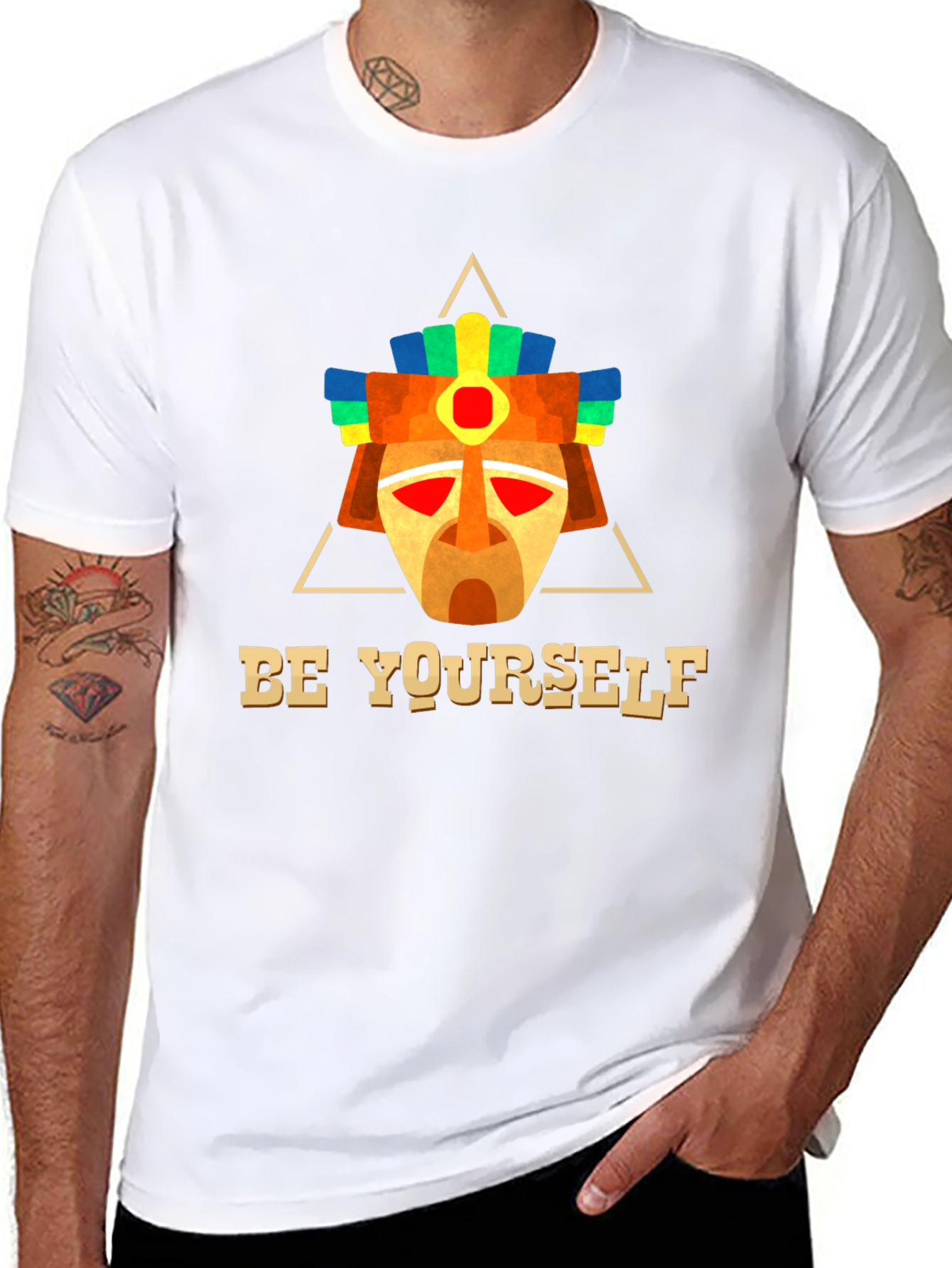 Black Be Yourself Aztec Mask T-Shirt view 8