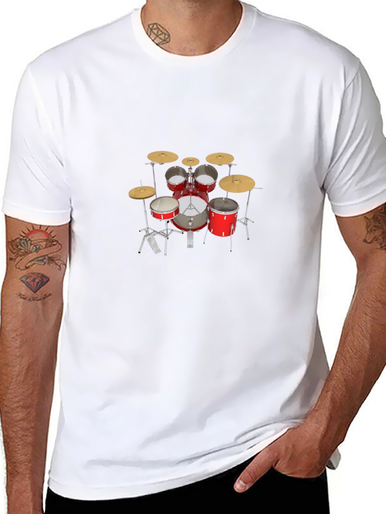 Black Drum Kit Graphic Print Black T-Shirt view 8