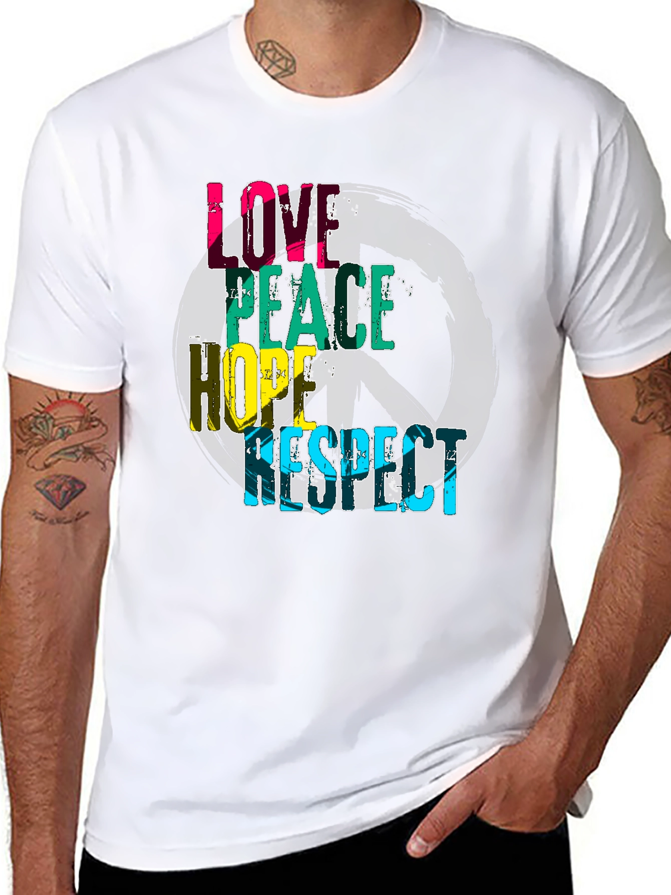 Black Love Peace Hope Respect Graphic T-Shirt view 8