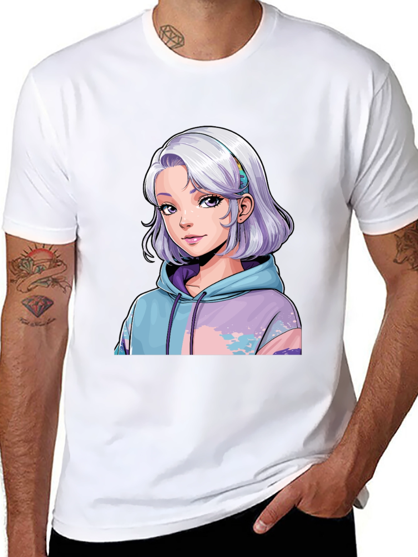 Black Anime Girl Graphic Black T-Shirt view 8