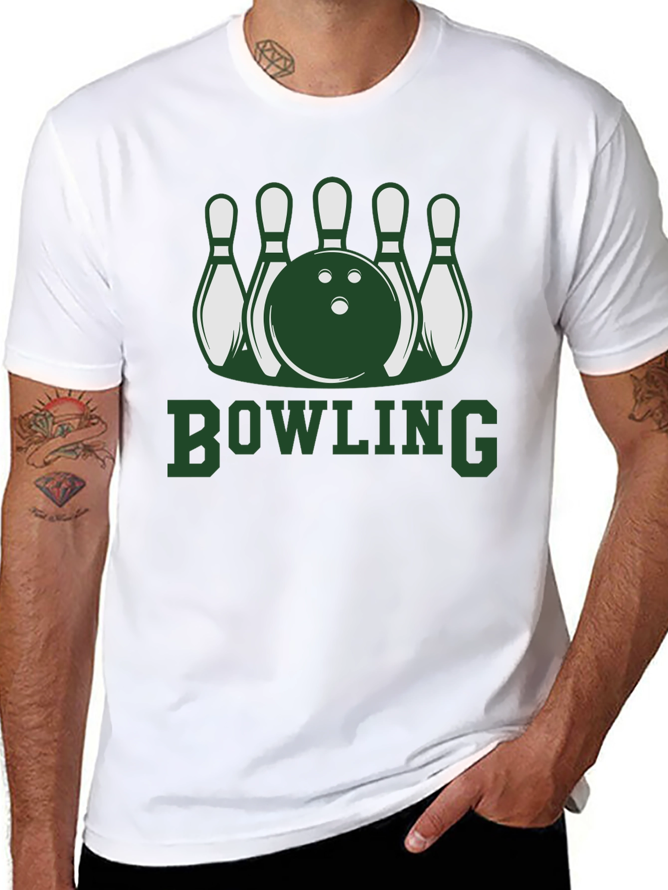 Black Bowling Pins & Ball Graphic T-Shirt view 8