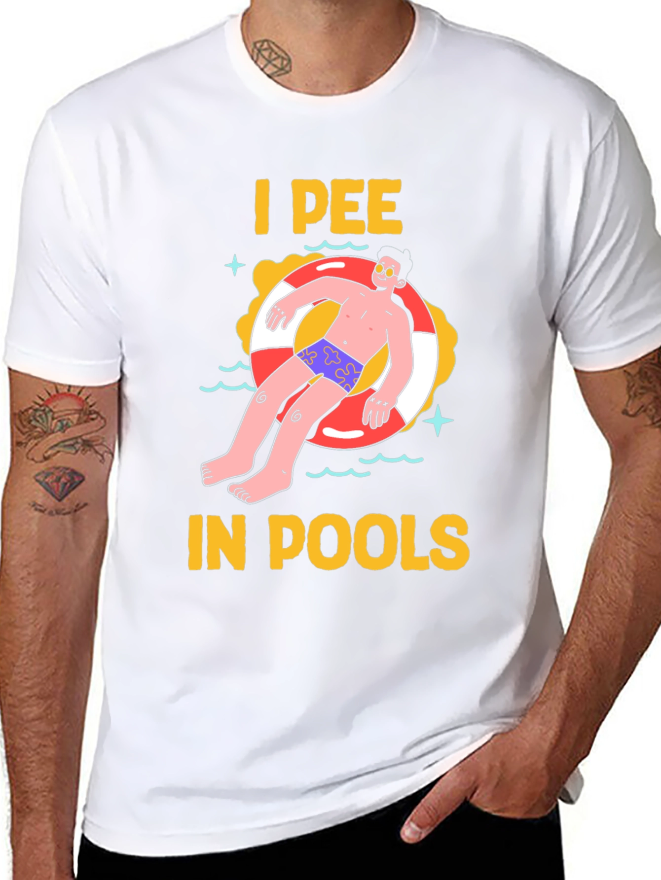 Black I Pee in Pools Graphic Tee view 8