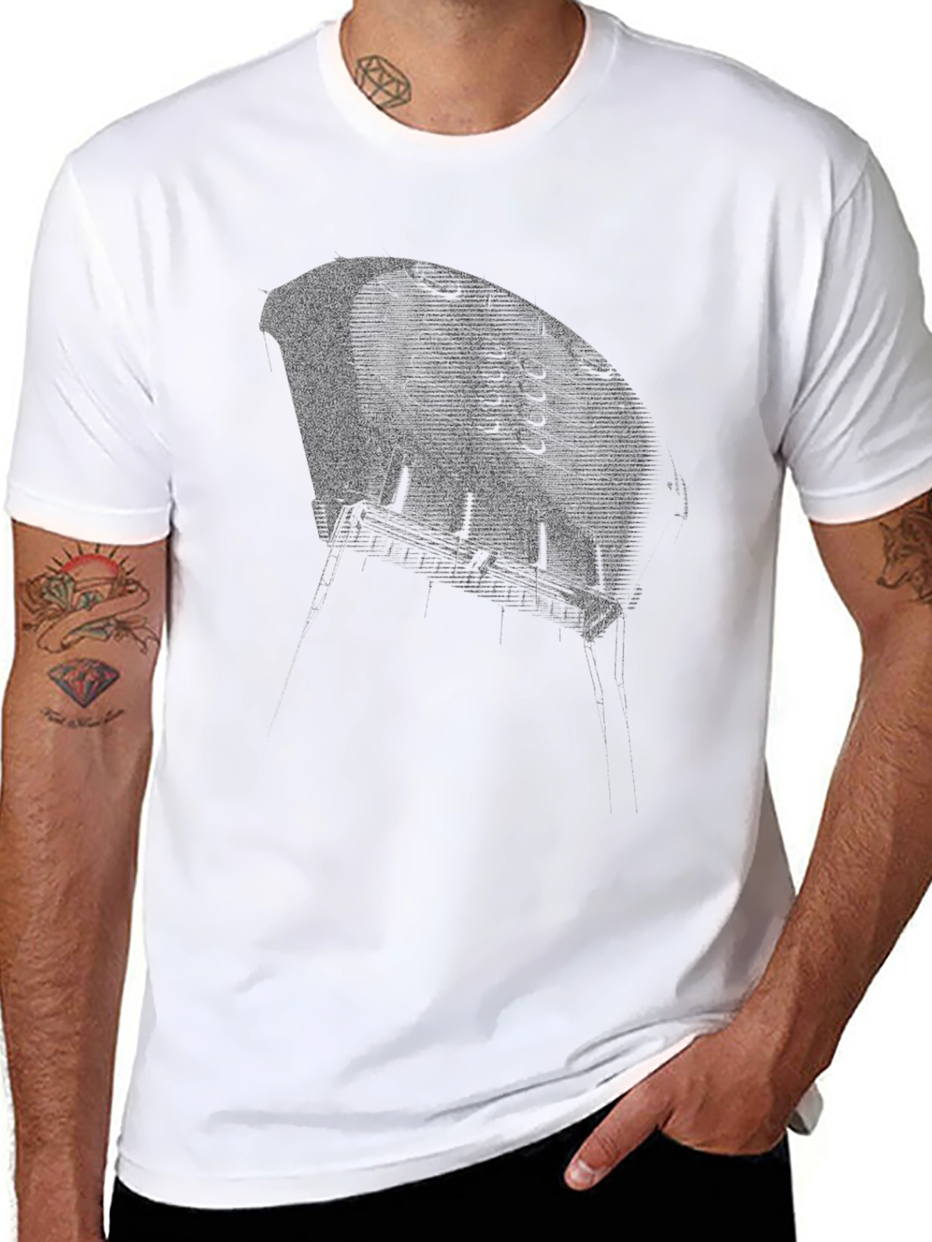 Black Black Graphic Tee - Distressed Viking Ship view 8