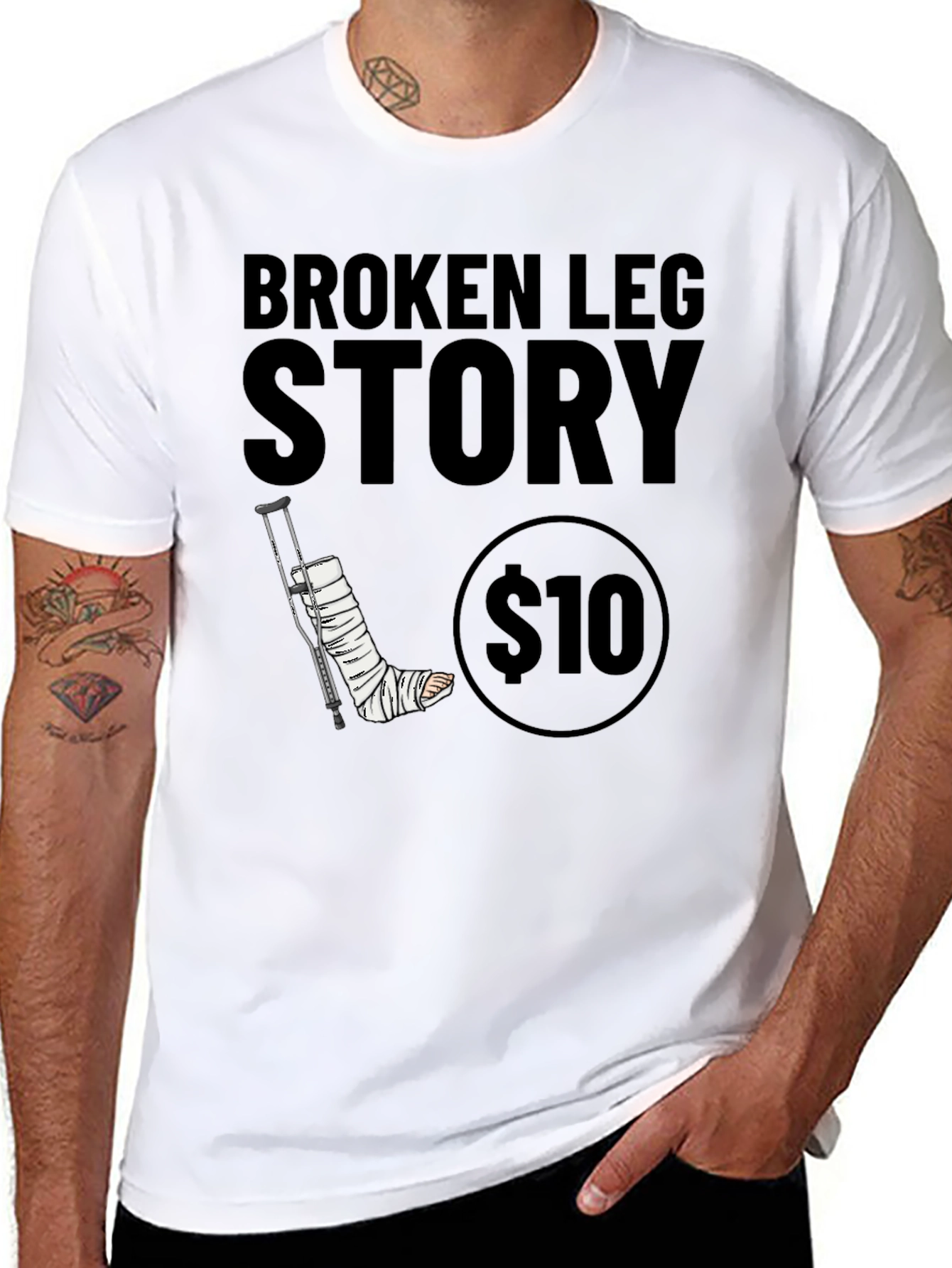 Black Broken Leg Story Graphic Tee - $10 view 8