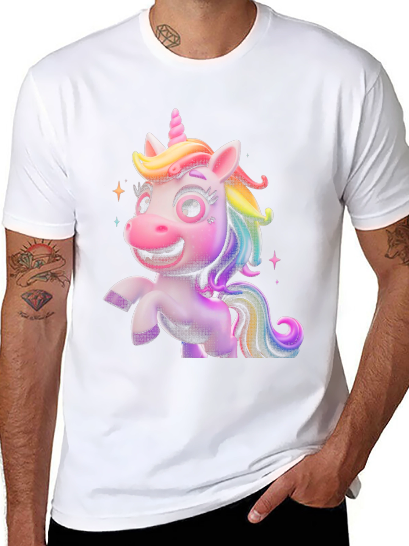 Black Cute Unicorn Graphic Tee - Black T-Shirt view 8