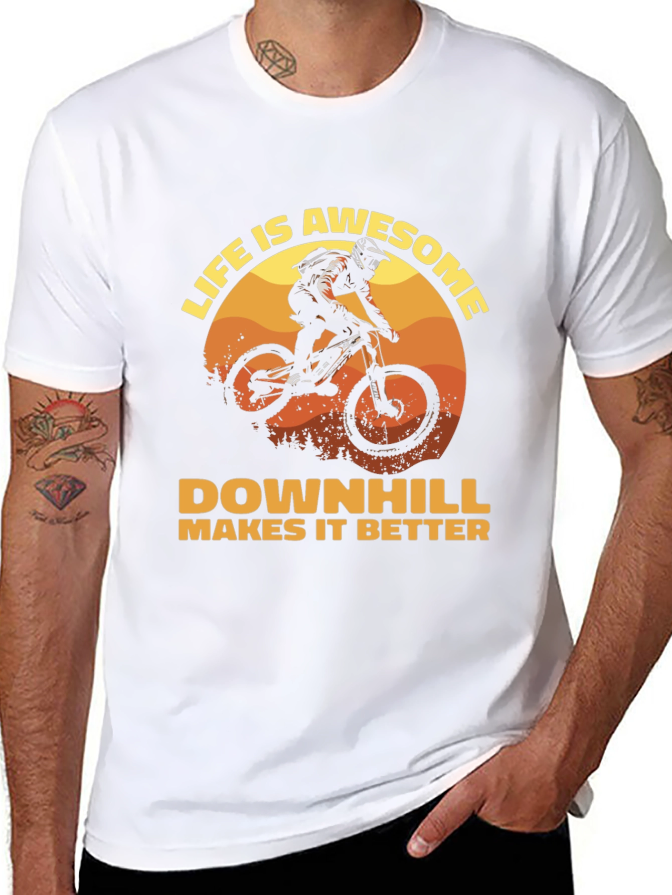 Black Life is Awesome Downhill Bike Graphic T-Shirt view 8