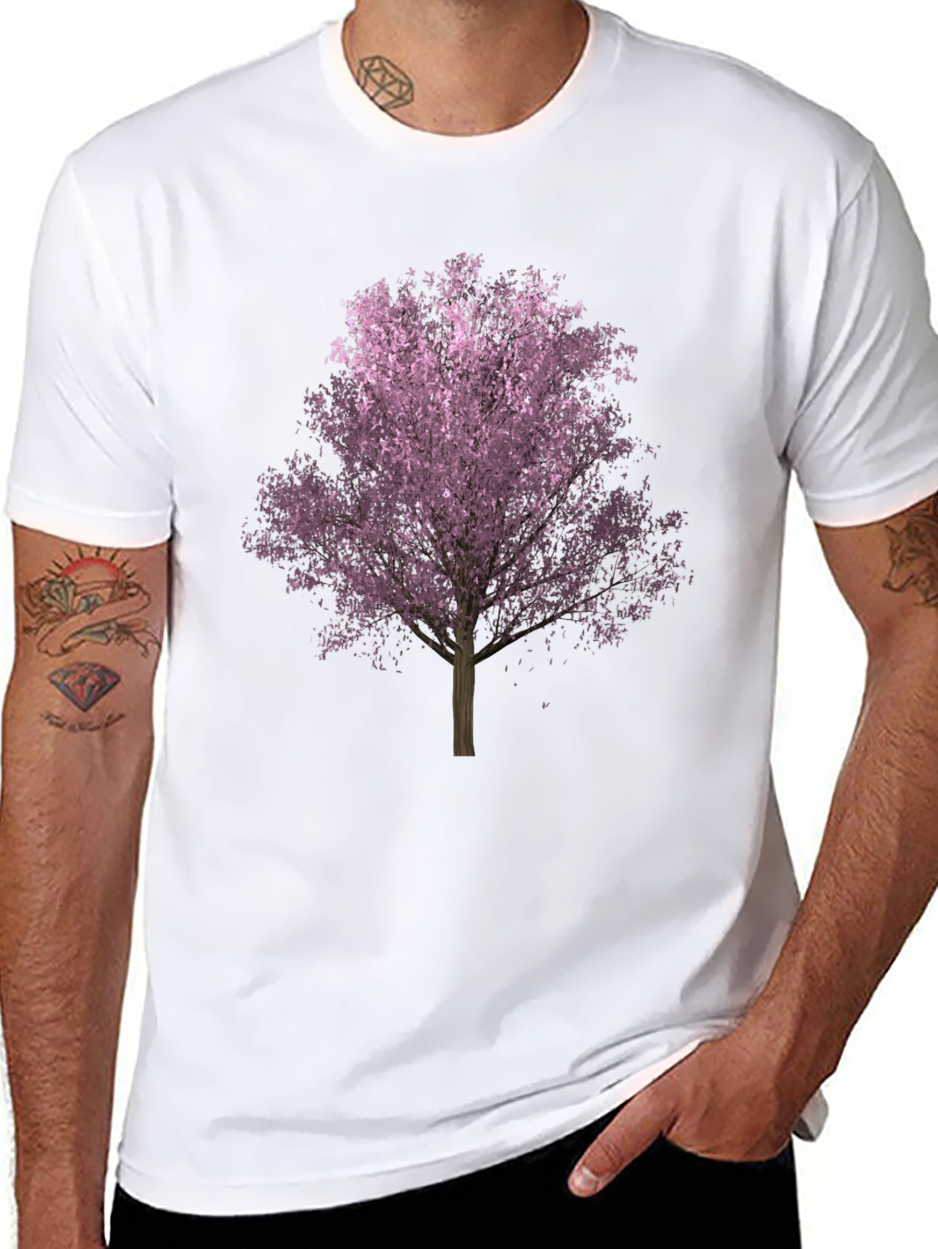 Black Blossom Tree Graphic T-Shirt - Men's Black Tee view 8