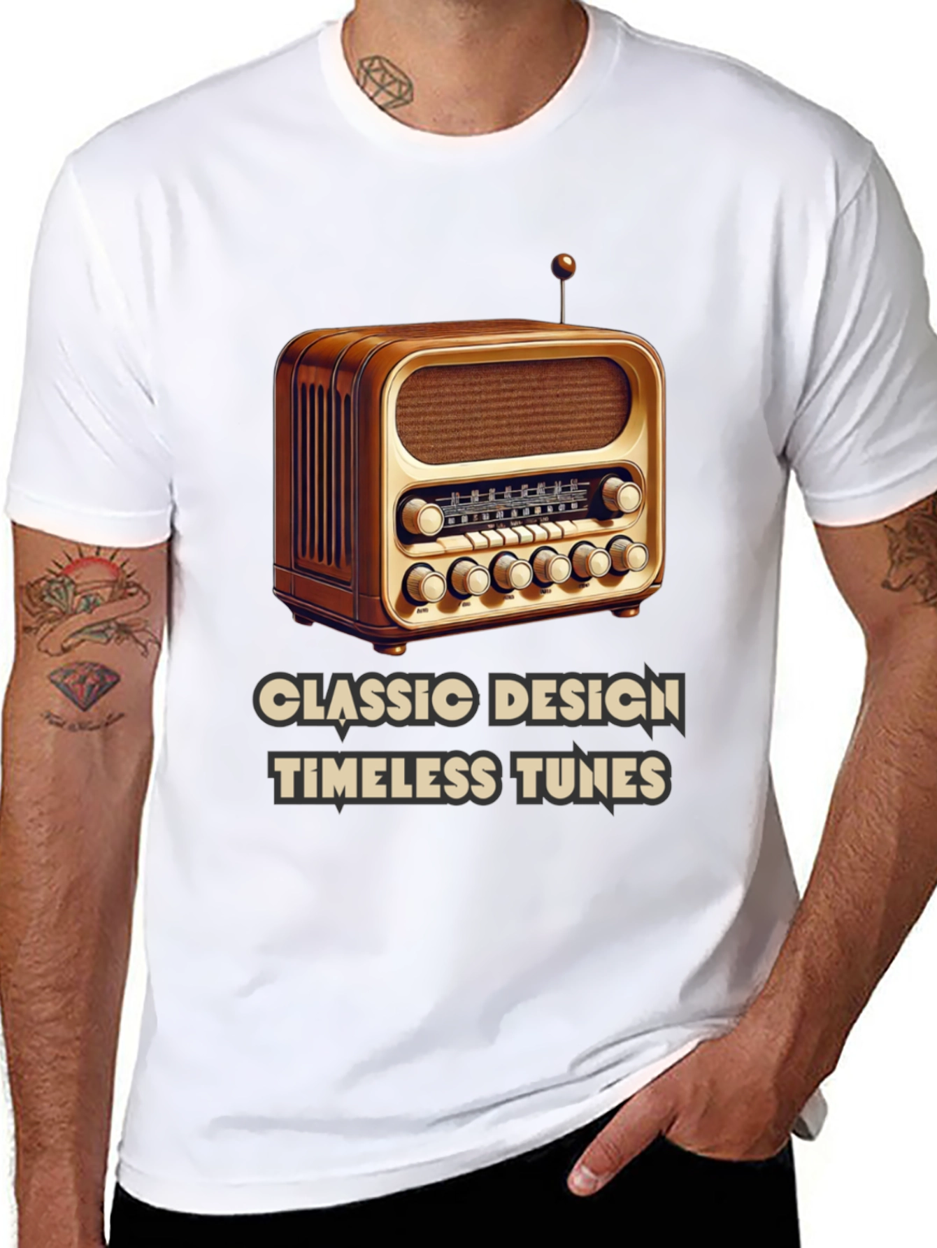 Black Classic Radio T-Shirt - Timeless Tunes view 8