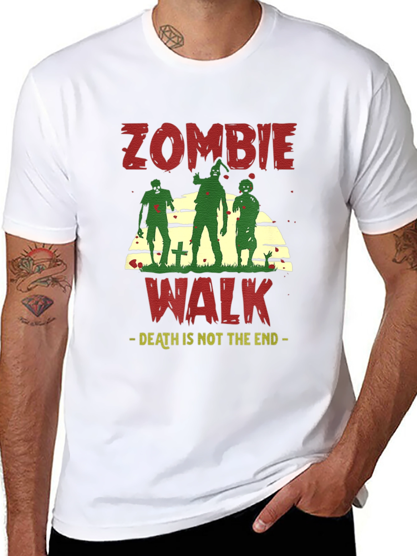 Black Zombie Walk Graphic T-Shirt - Death is Not the End view 8