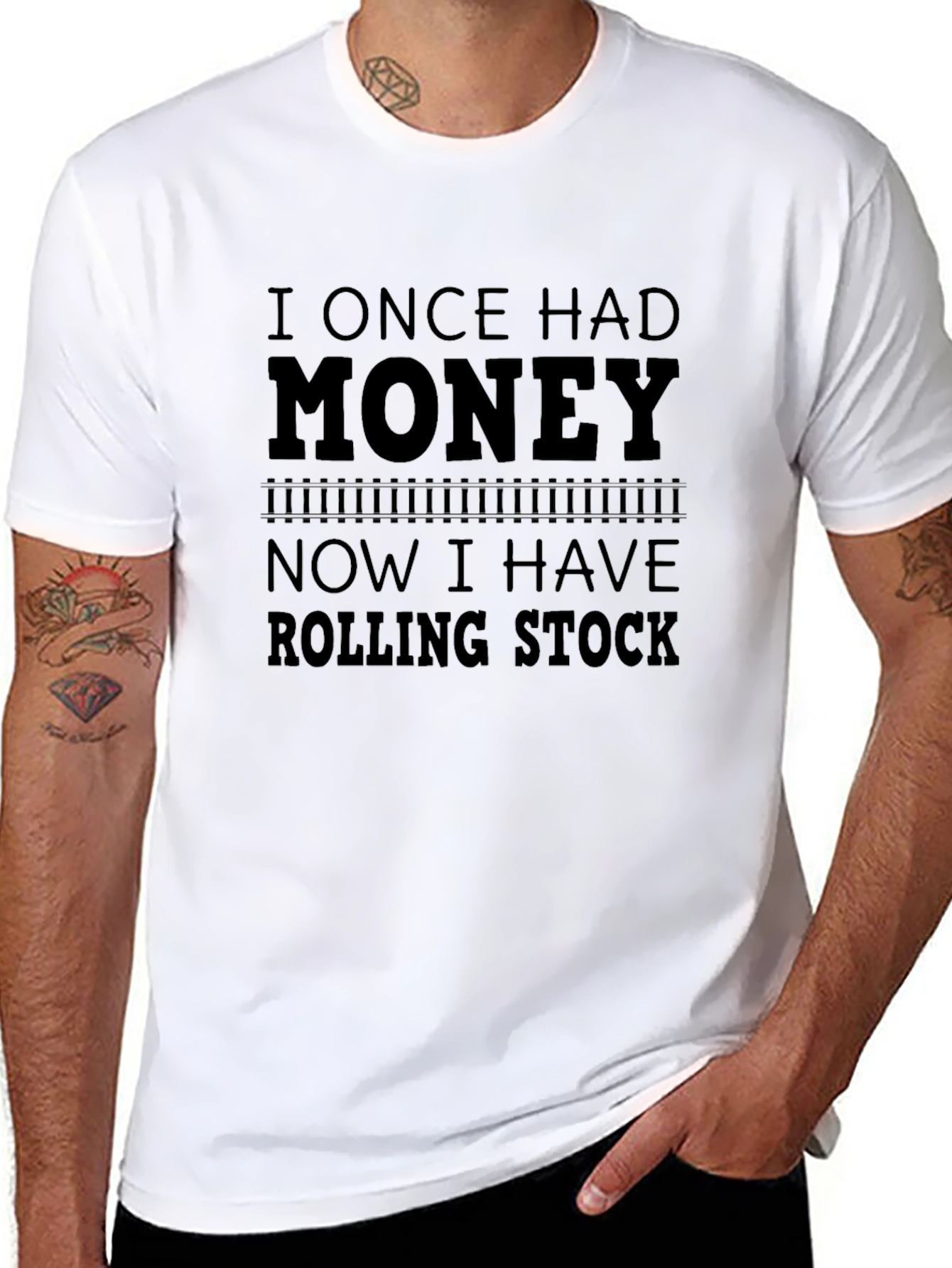 Black I Once Had Money Now I Have Rolling Stock Funny T-Shirt view 8