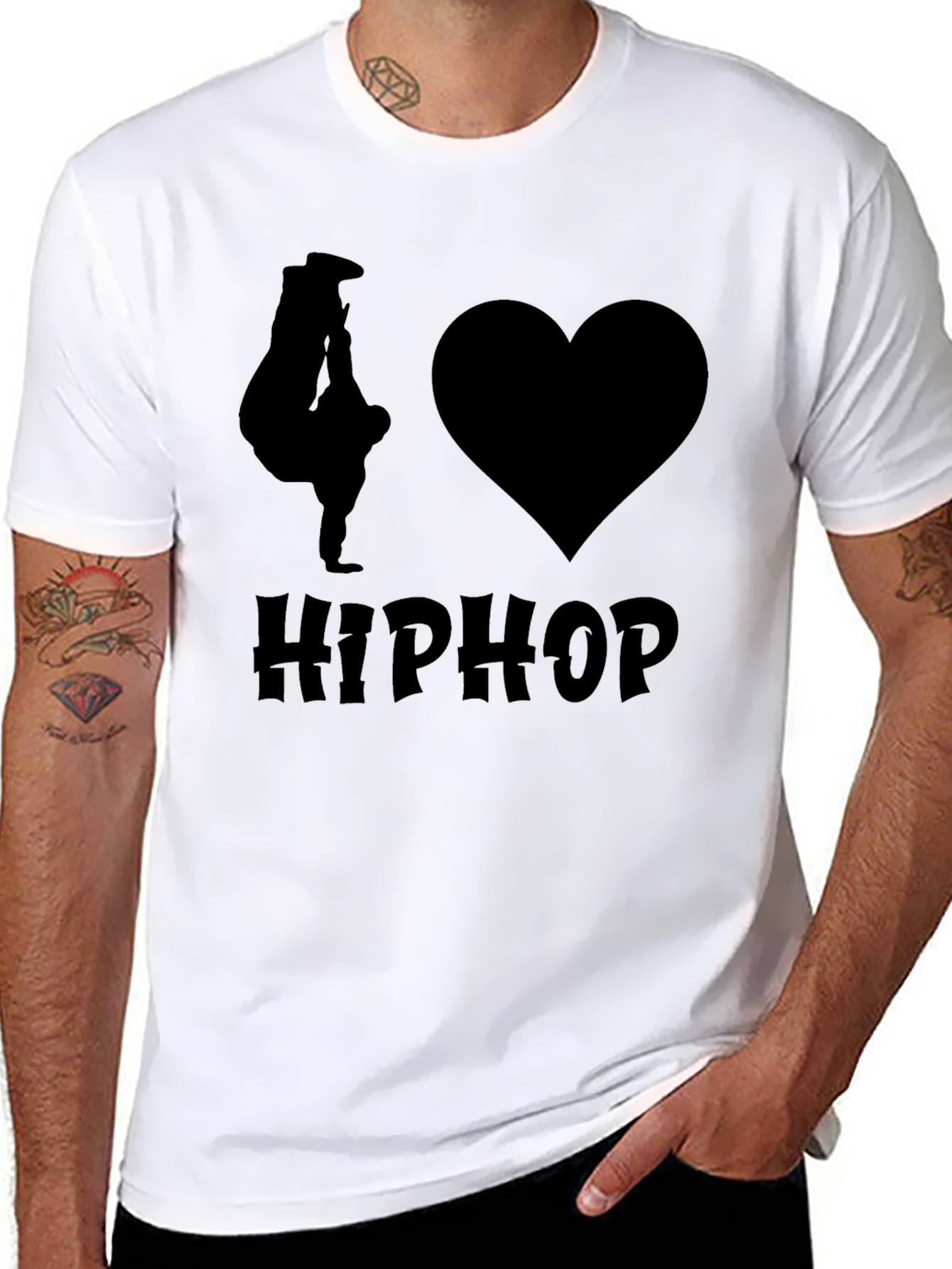 Black I Love Hip Hop Black Graphic T-Shirt view 8