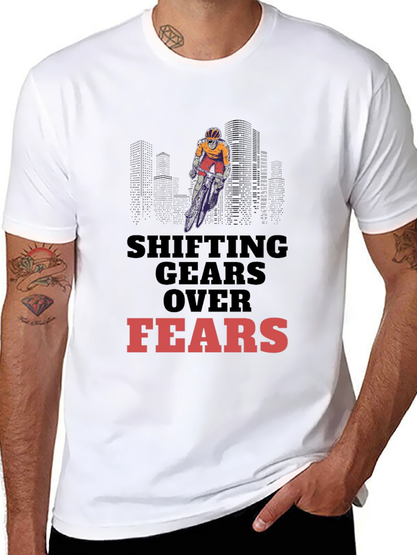 Black Shifting Gears Over Fears Graphic Tee - Sporty Black T-Shirt view 8