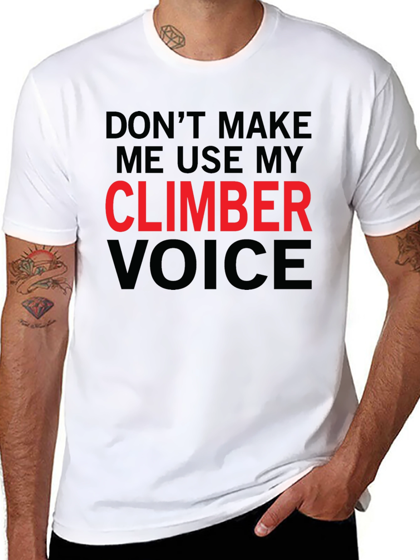 Black Climber Voice T-Shirt - Funny Climbing Apparel view 8