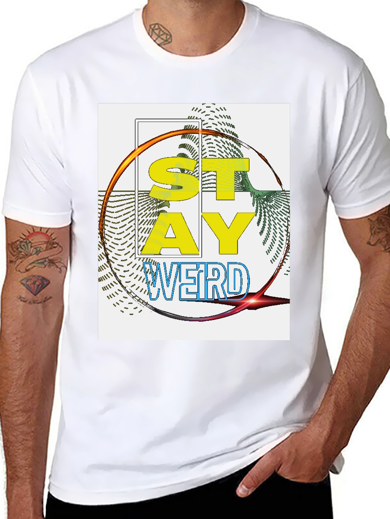 Black Stay Weird Graphic Print T-Shirt - Black view 8