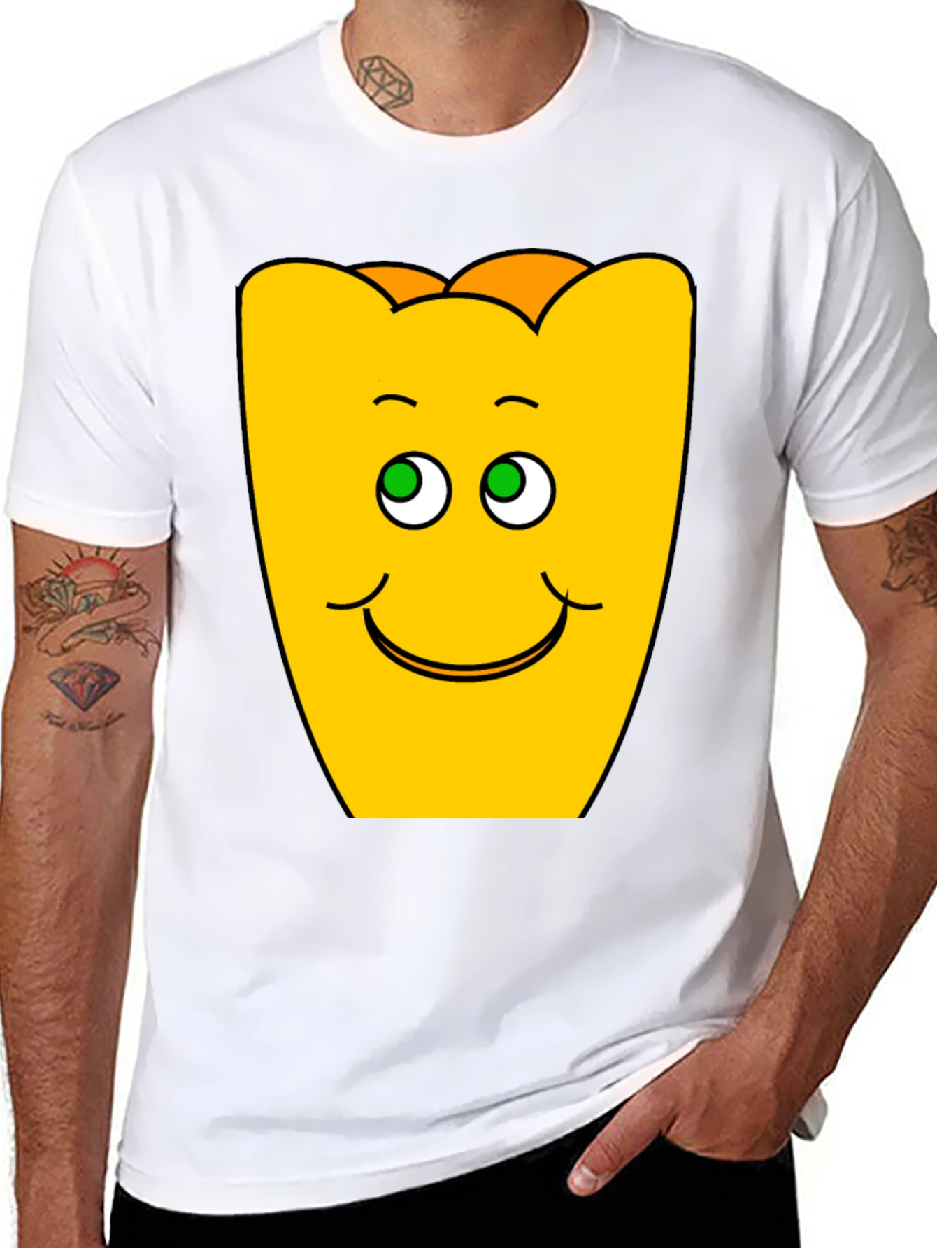 Black Funny Smiling Yellow Character Black T-Shirt view 8