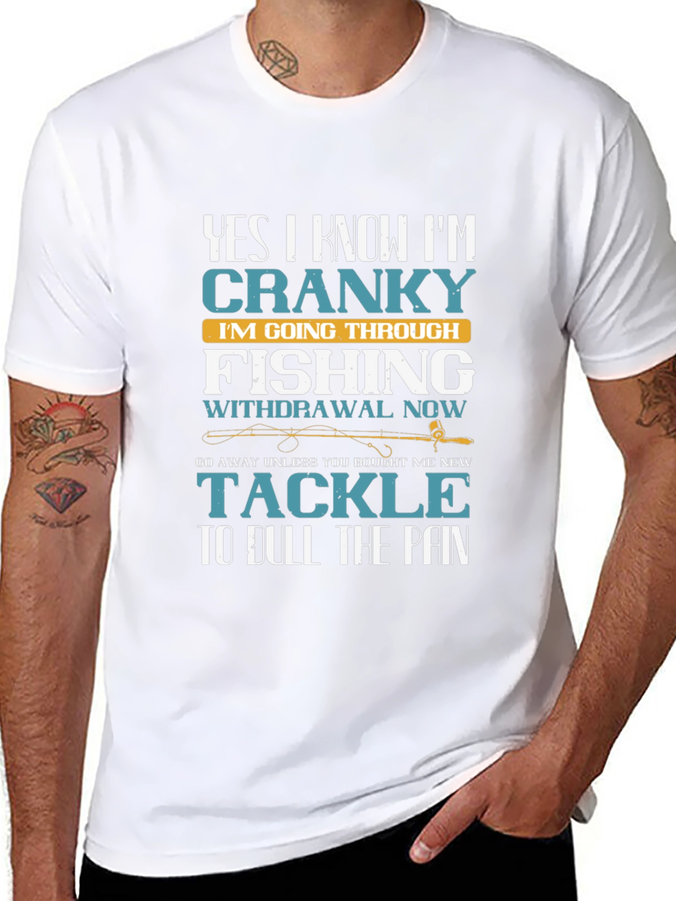 Black Funny Fishing Withdrawal Graphic T-Shirt view 8