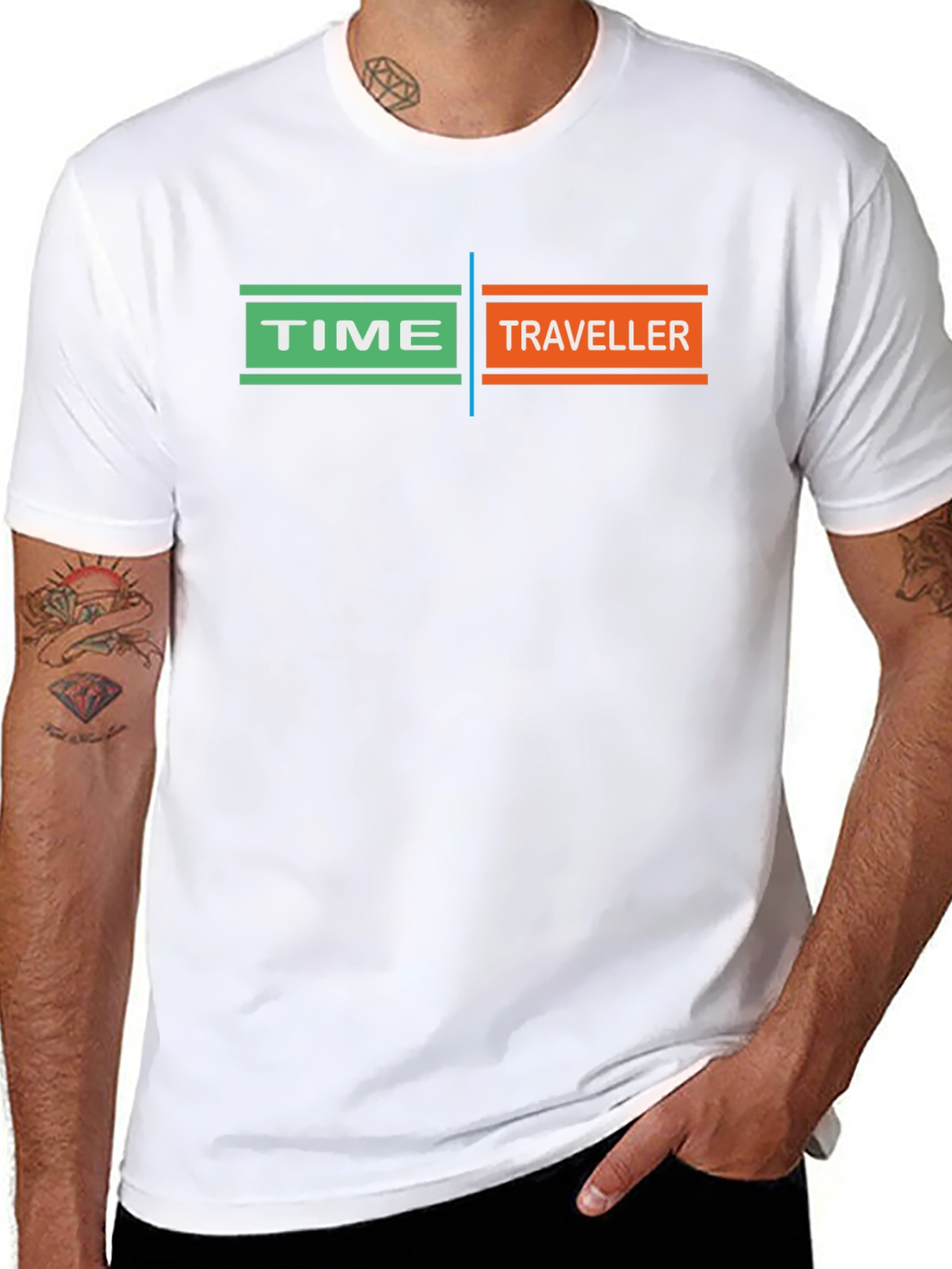 Black Time Traveler Graphic T-Shirt - Black, Unique Design view 8