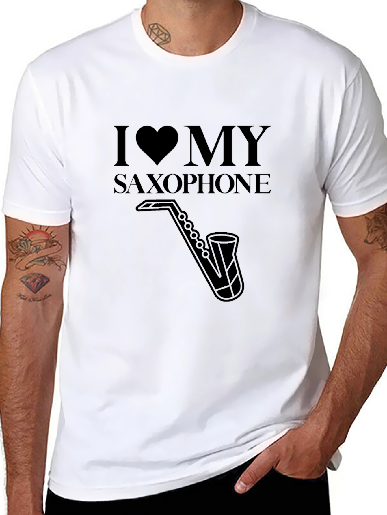Black I Love My Saxophone Black T-Shirt view 8