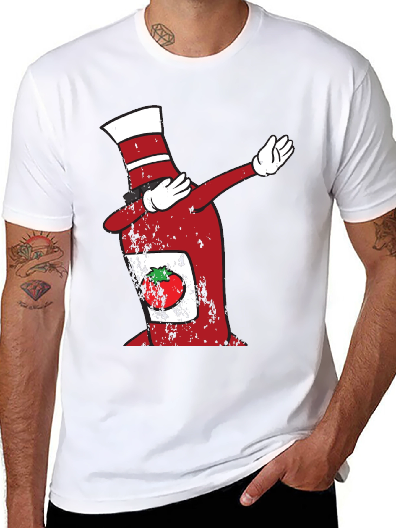 Black Dabbing Ketchup Bottle T-Shirt view 8
