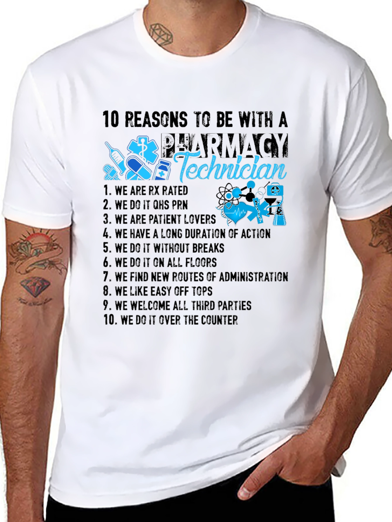 Black Pharmacy Technician Reasons T-Shirt view 8