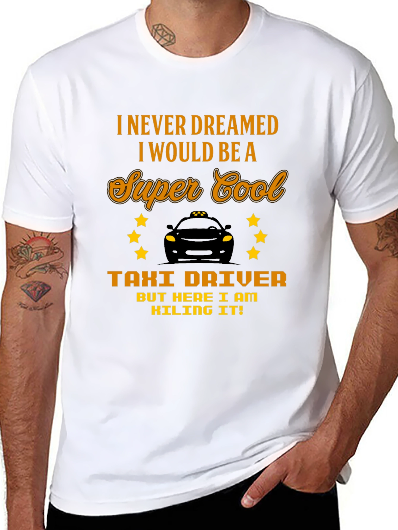 Black Super Cool Taxi Driver Graphic Tee view 8