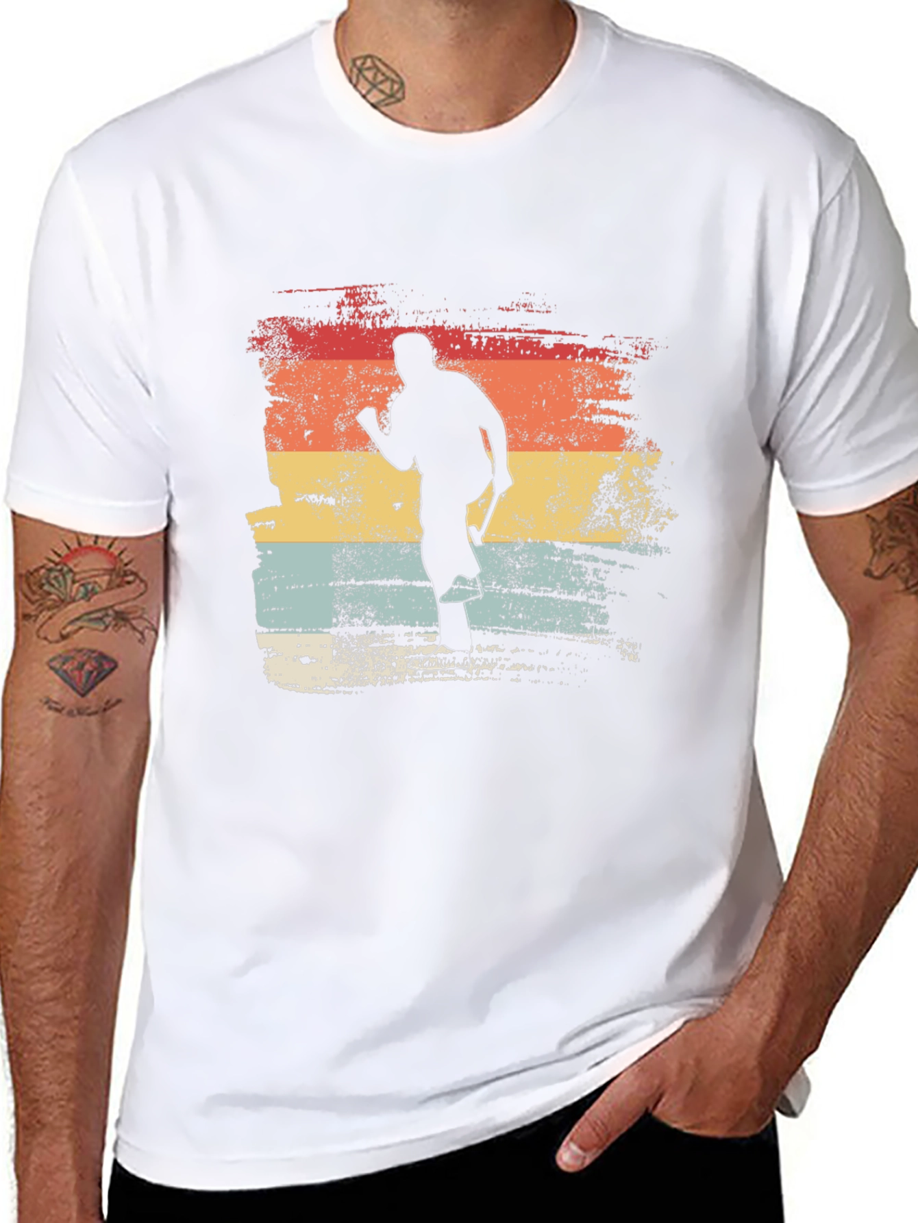 Black Vintage Hockey Player Graphic Tee - Retro Style view 8