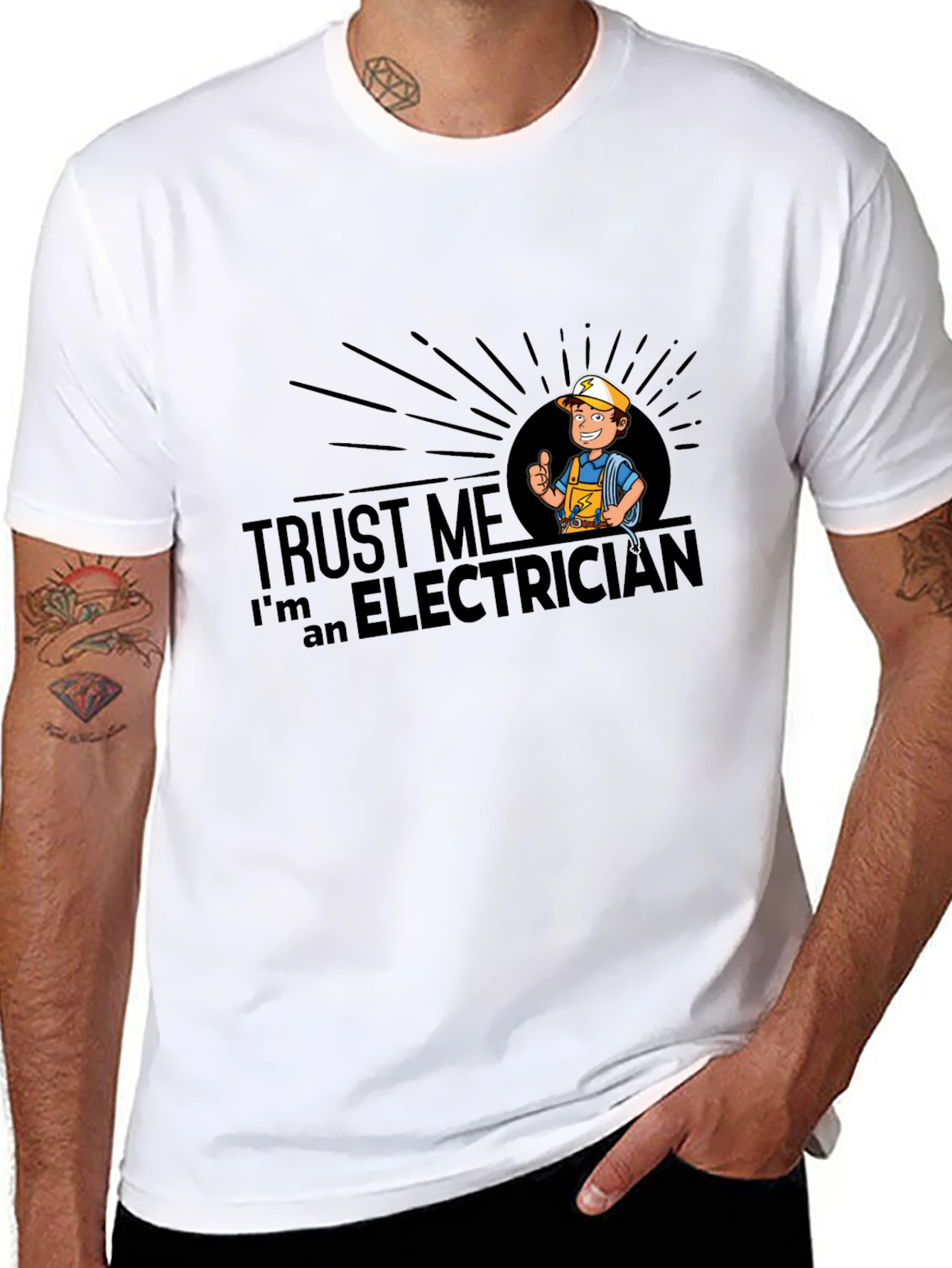 Black Trust Me, I'm An Electrician Graphic Tee view 8
