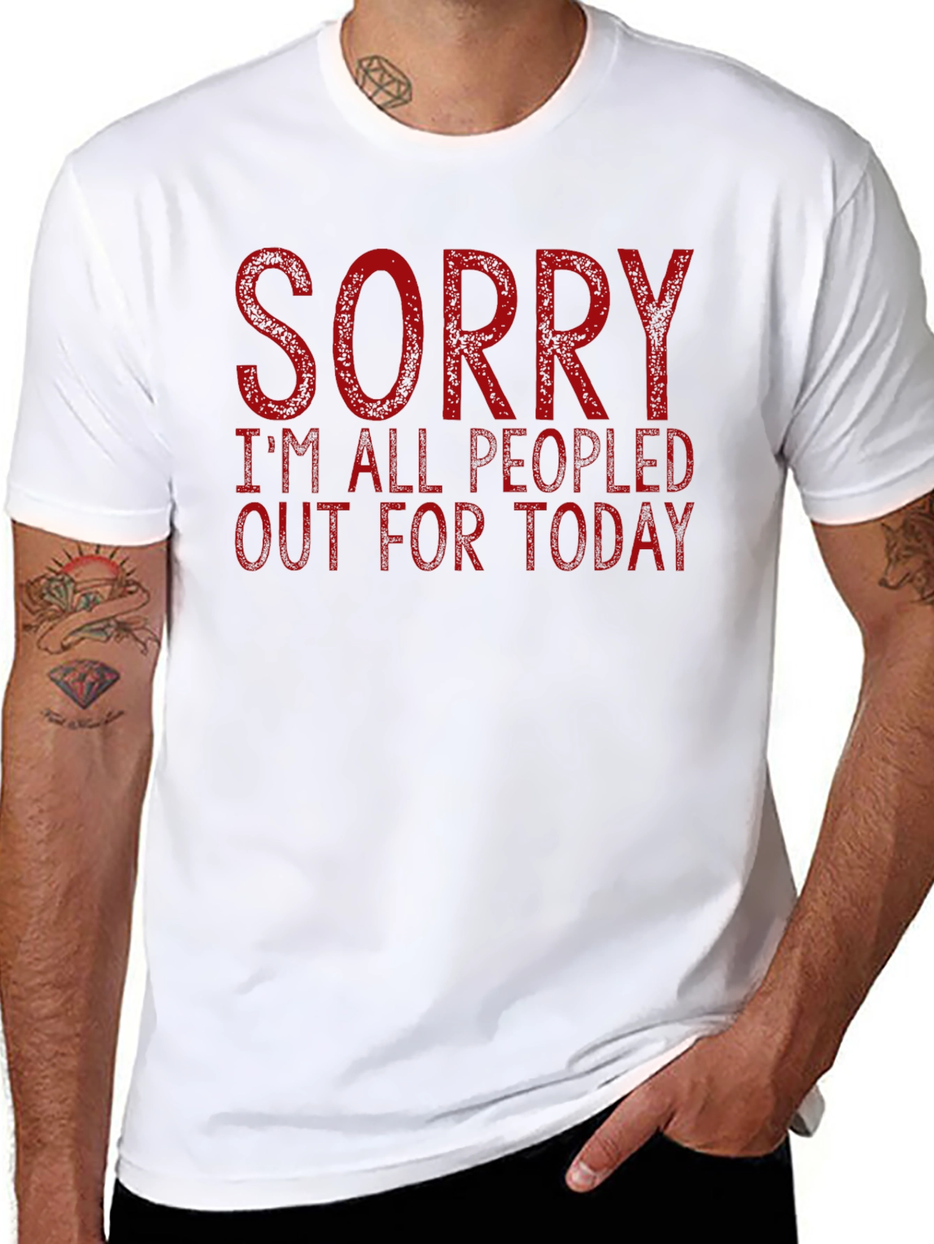 Black Sorry I'm All Peopled Out Today Graphic Tee view 8
