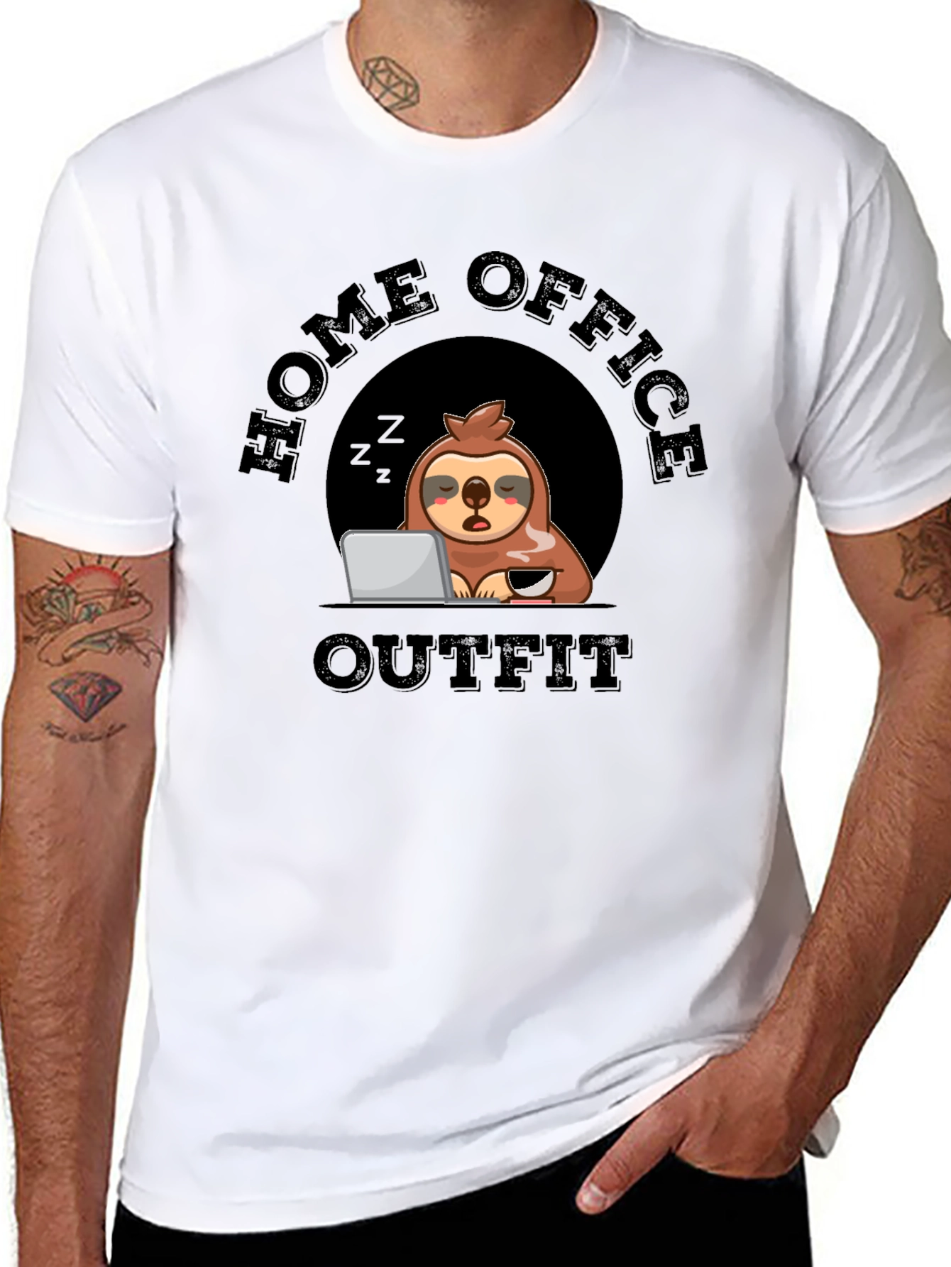 Black Home Office Outfit Sloth T-Shirt view 8