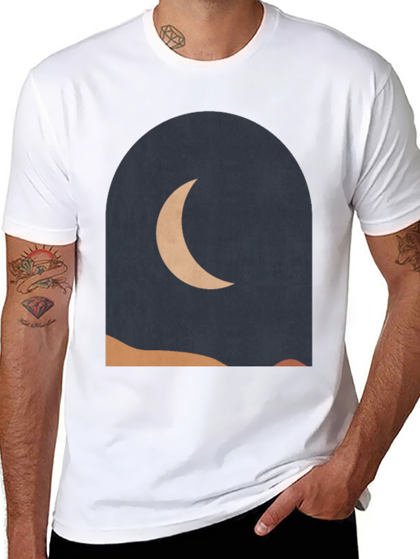 Black Modern Crescent Moon Graphic Tee view 8